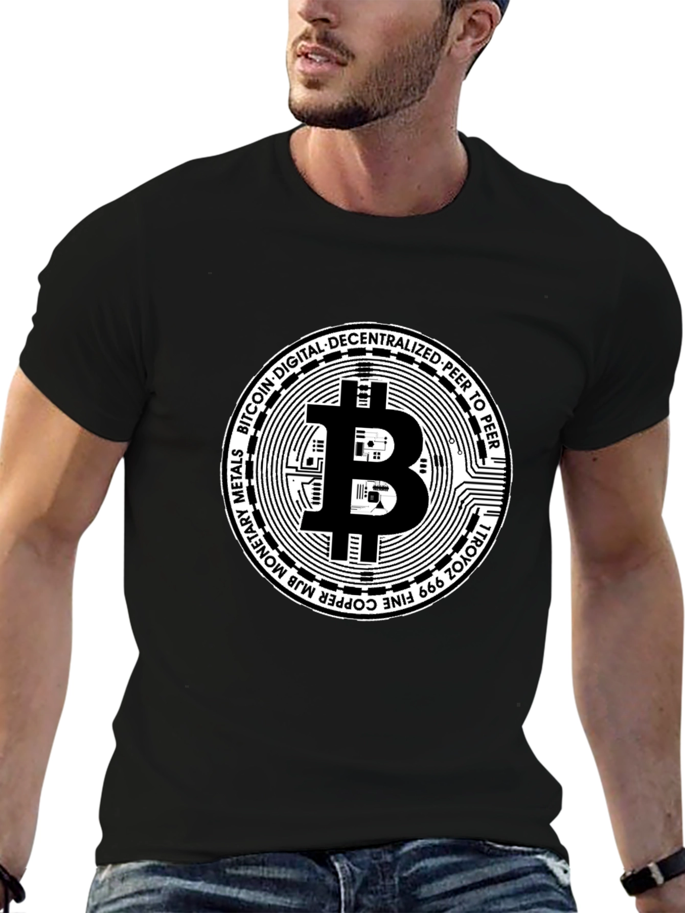 Bitcoin Cryptocurrency Black Graphic T-Shirt