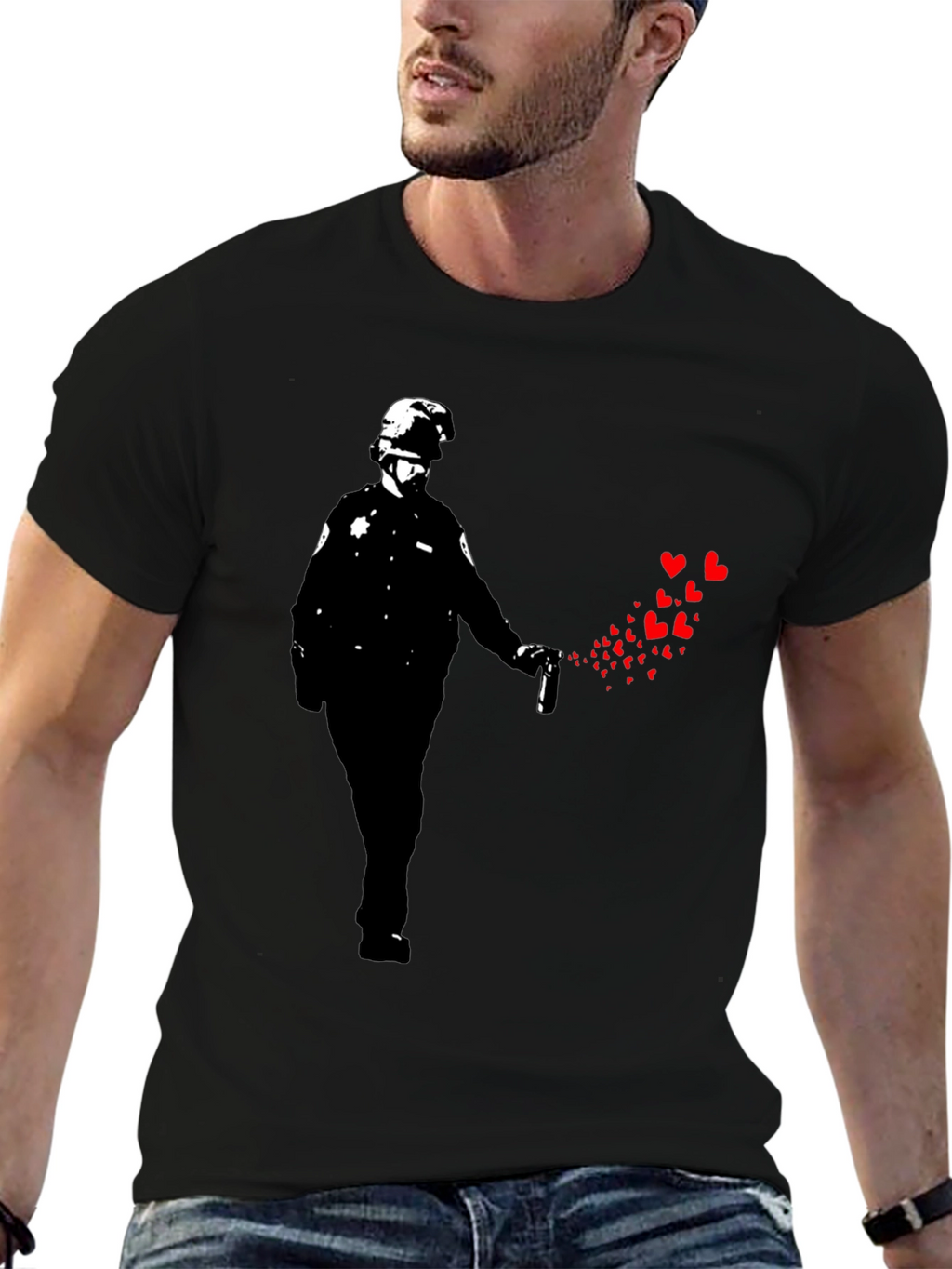 Banksy Riot Cop Heart T-Shirt
