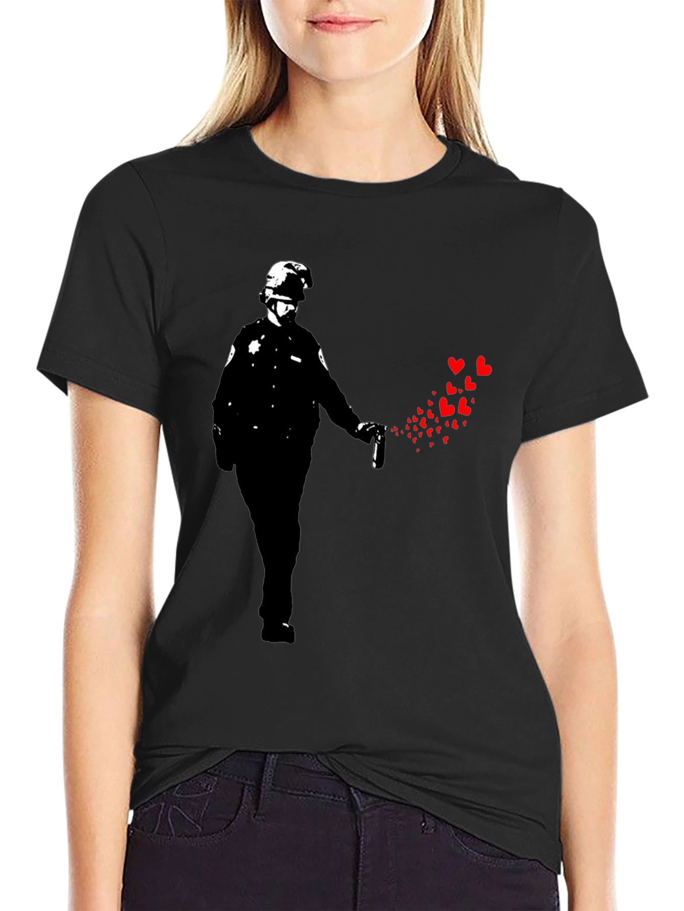 Banksy Riot Cop Heart T-Shirt