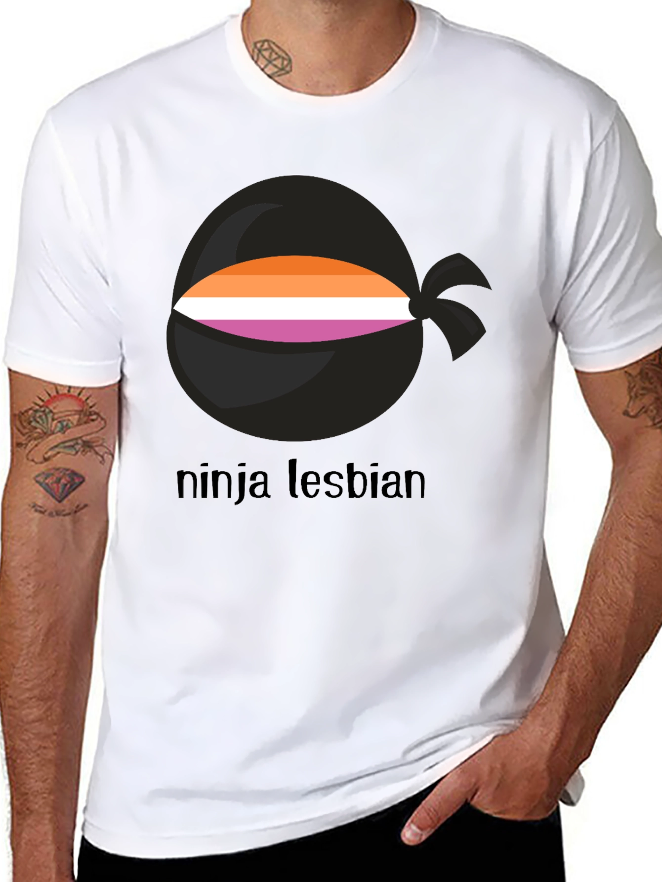 Ninja Lesbian Pride T-Shirt - Black Tee