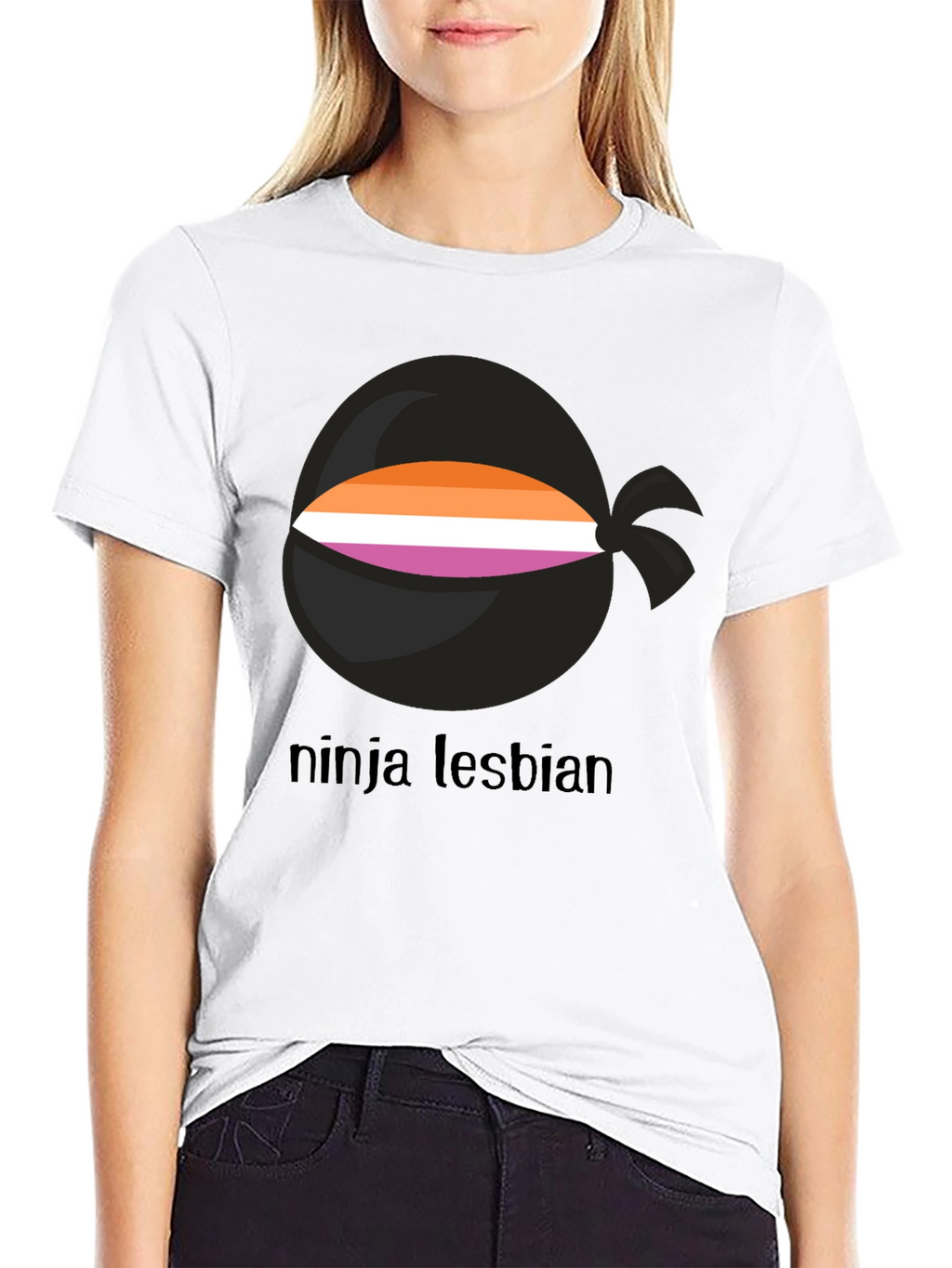 Ninja Lesbian Pride T-Shirt - Black Tee