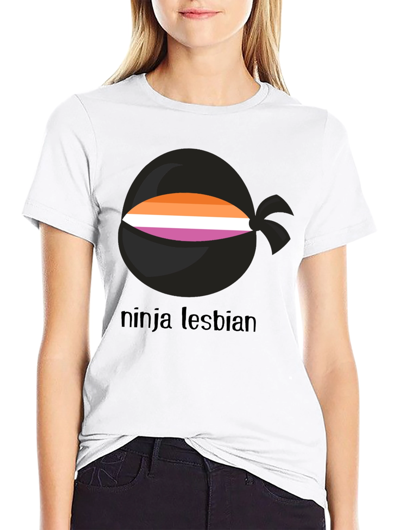 Ninja Lesbian Pride T-Shirt - Black Tee
