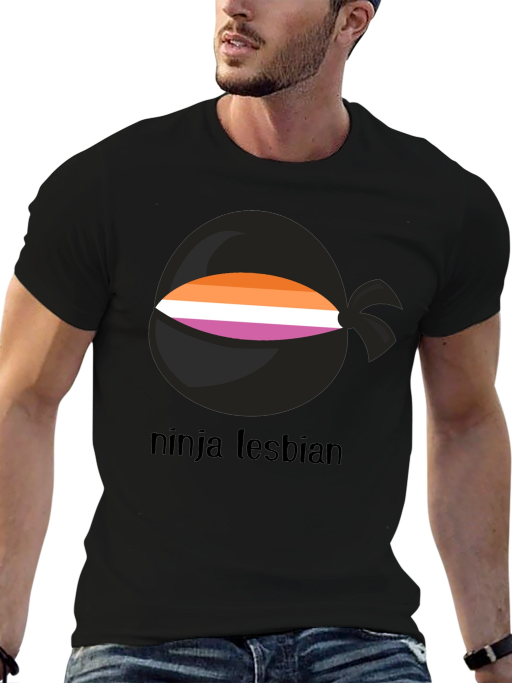 Ninja Lesbian Pride T-Shirt - Black Tee