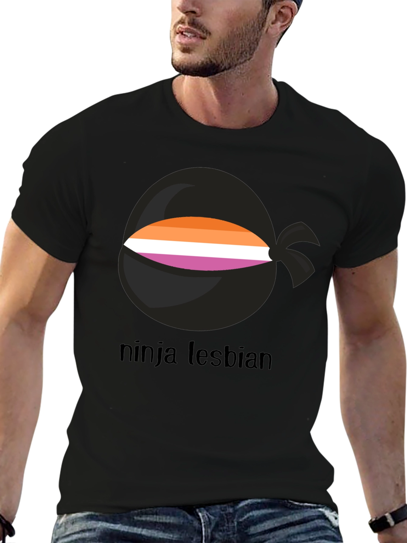 Ninja Lesbian Pride T-Shirt - Black Tee