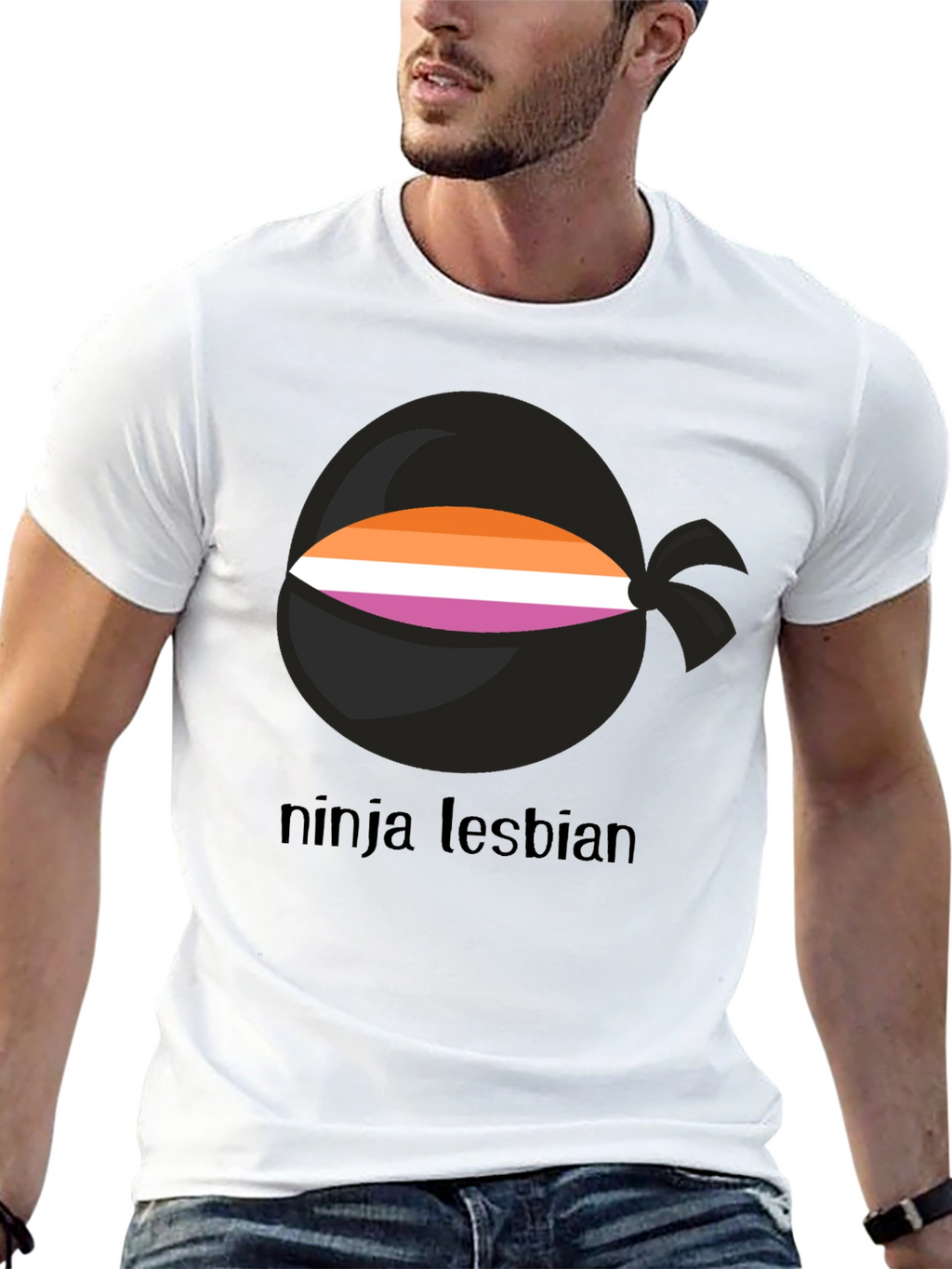 Ninja Lesbian Pride T-Shirt - Black Tee