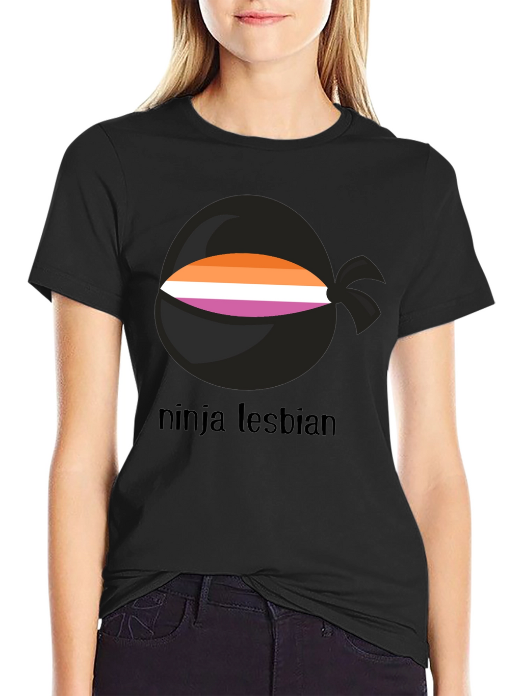 Ninja Lesbian Pride T-Shirt - Black Tee