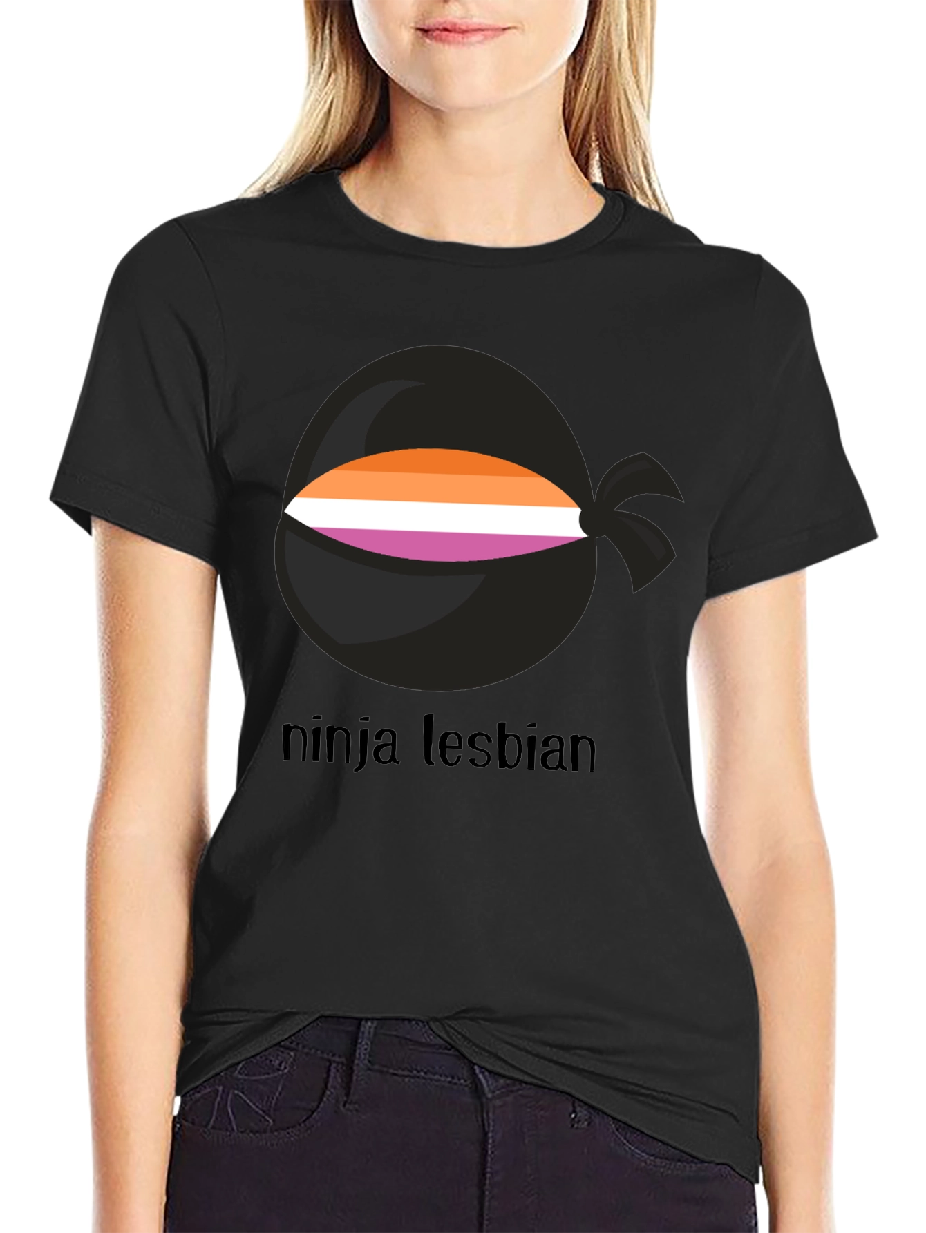 Ninja Lesbian Pride T-Shirt - Black Tee