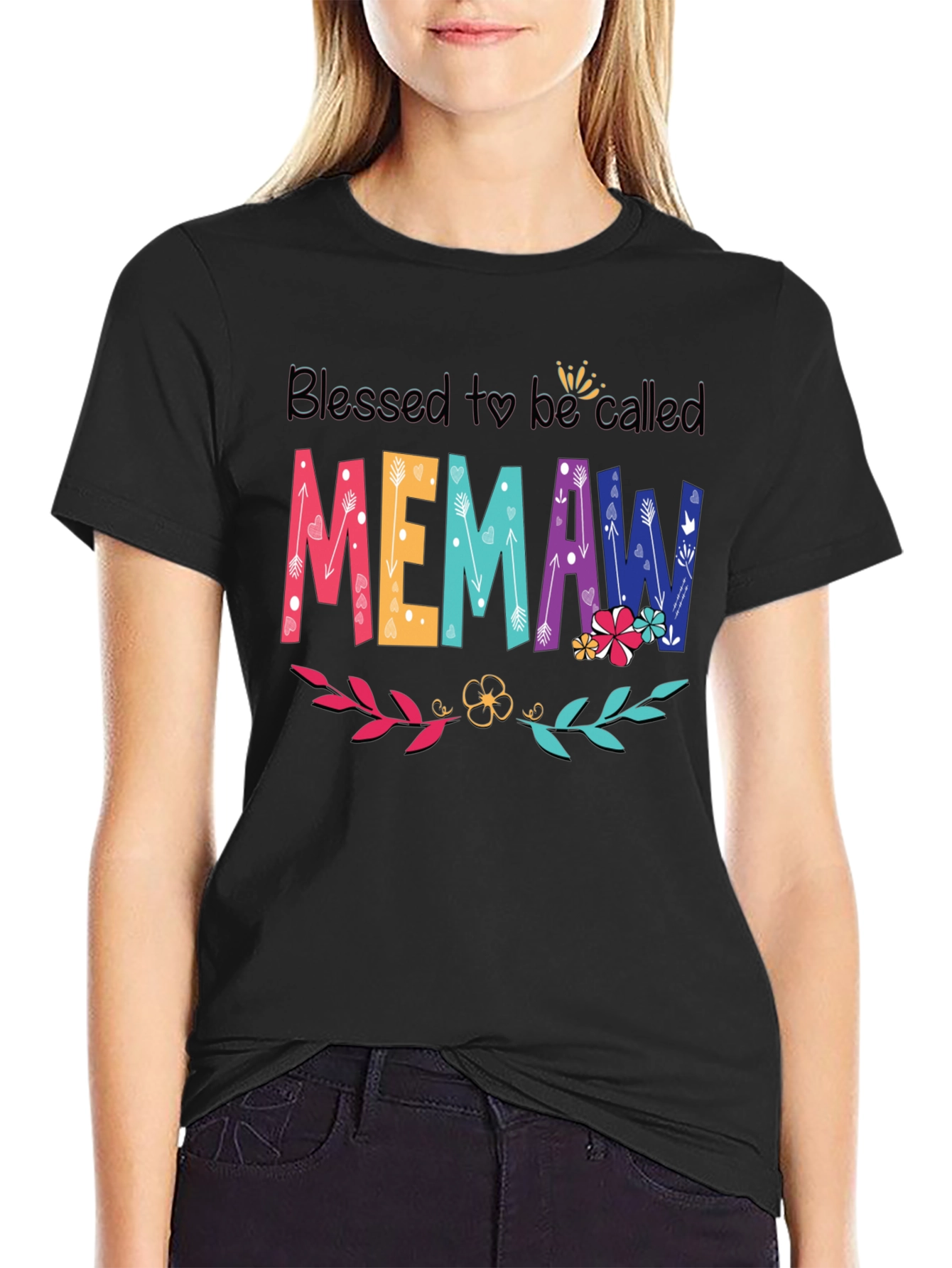 Blessed Memaw T-Shirt - Floral Graphic Tee