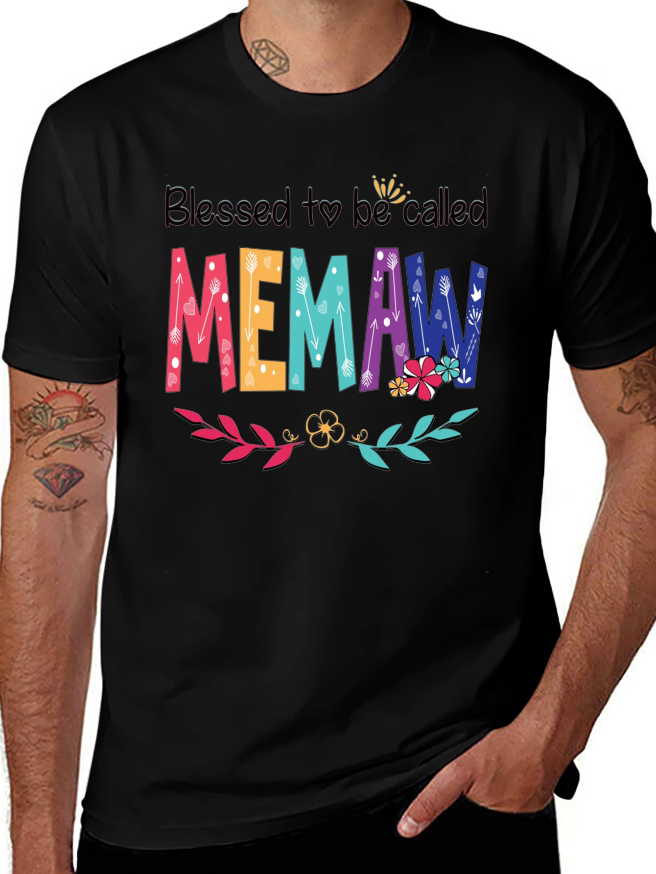 Blessed Memaw T-Shirt - Floral Graphic Tee