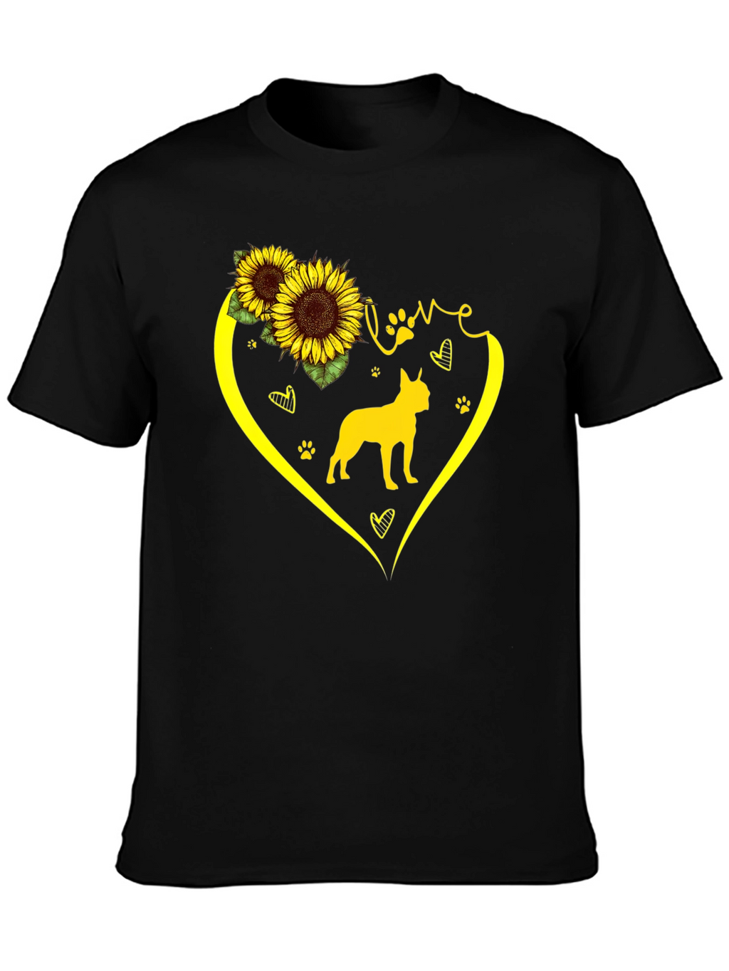 Love Dog Sunflower Graphic T-Shirt