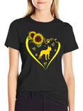 Love Dog Sunflower Graphic T-Shirt