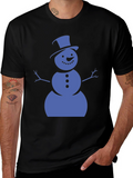 Snowman Graphic Tee - Black Cotton Shirt