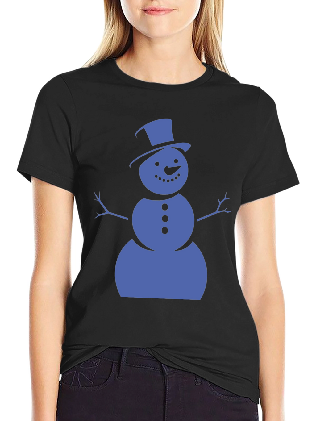 Snowman Graphic Tee - Black Cotton Shirt