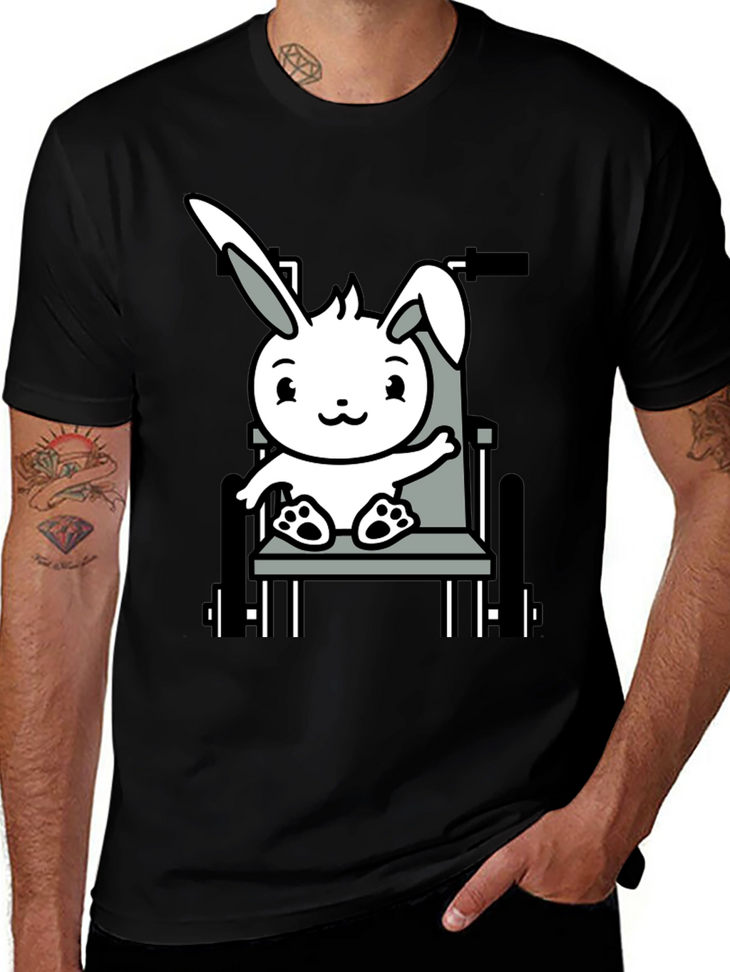 Bunny Wheelchair T-Shirt: Adorable Animal Graphic Tee