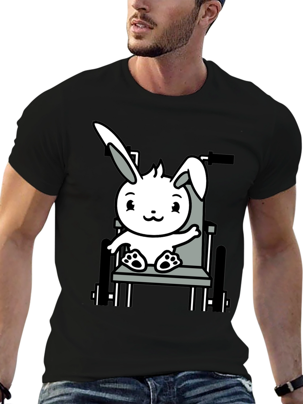 Bunny Wheelchair T-Shirt: Adorable Animal Graphic Tee