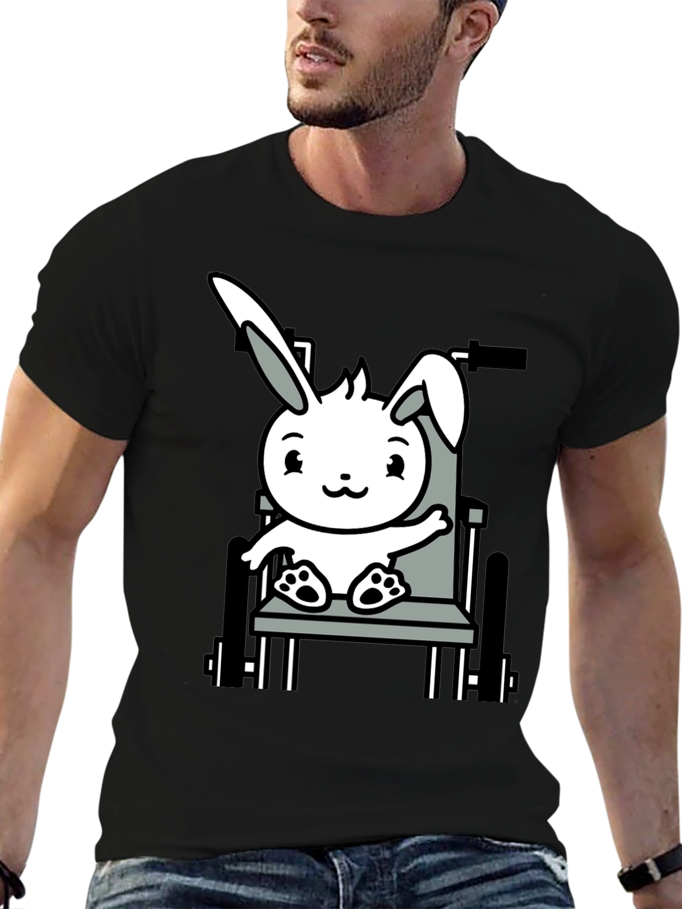 Bunny Wheelchair T-Shirt: Adorable Animal Graphic Tee