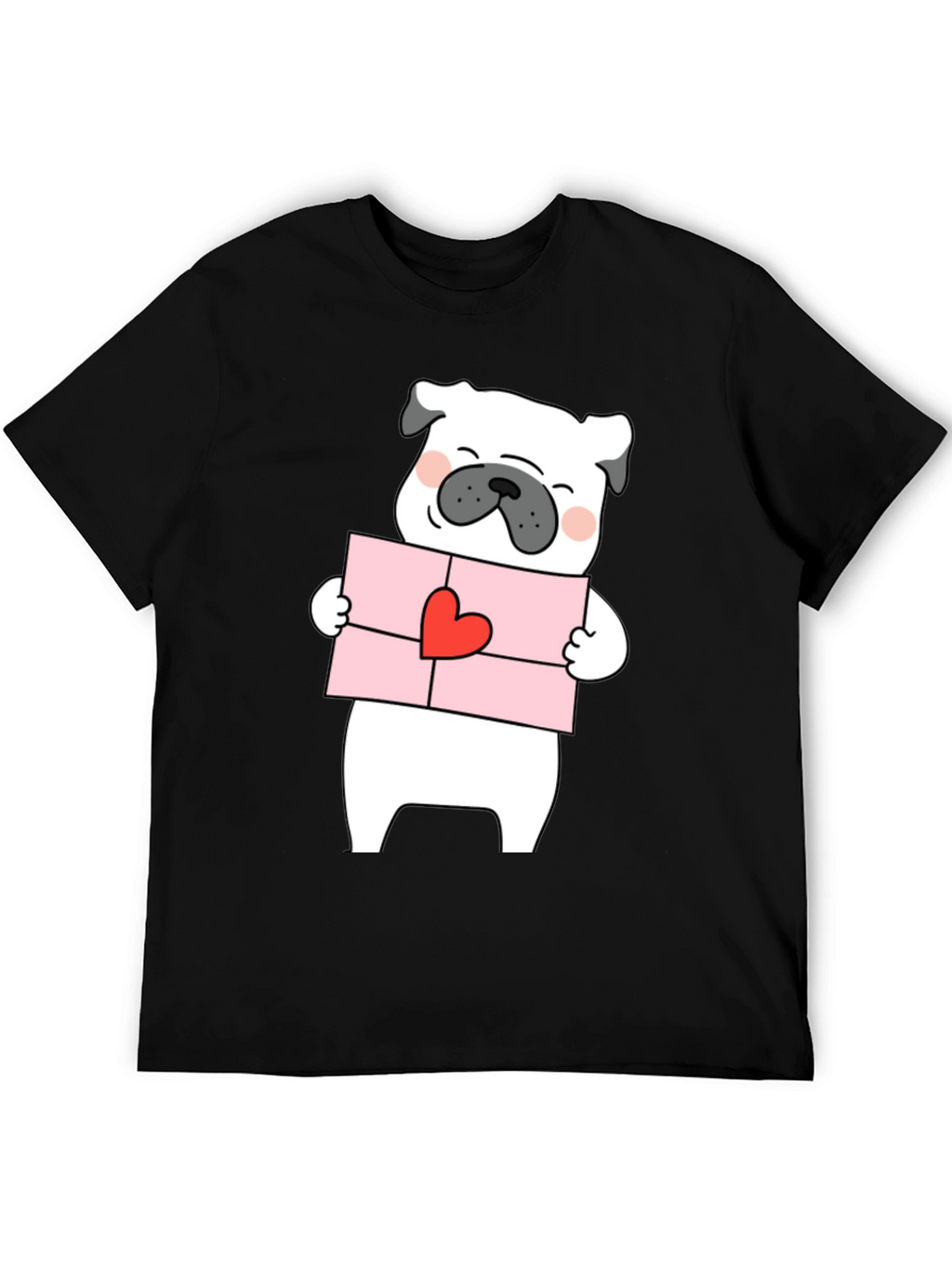 Pug Love Letter Graphic Tee - Black