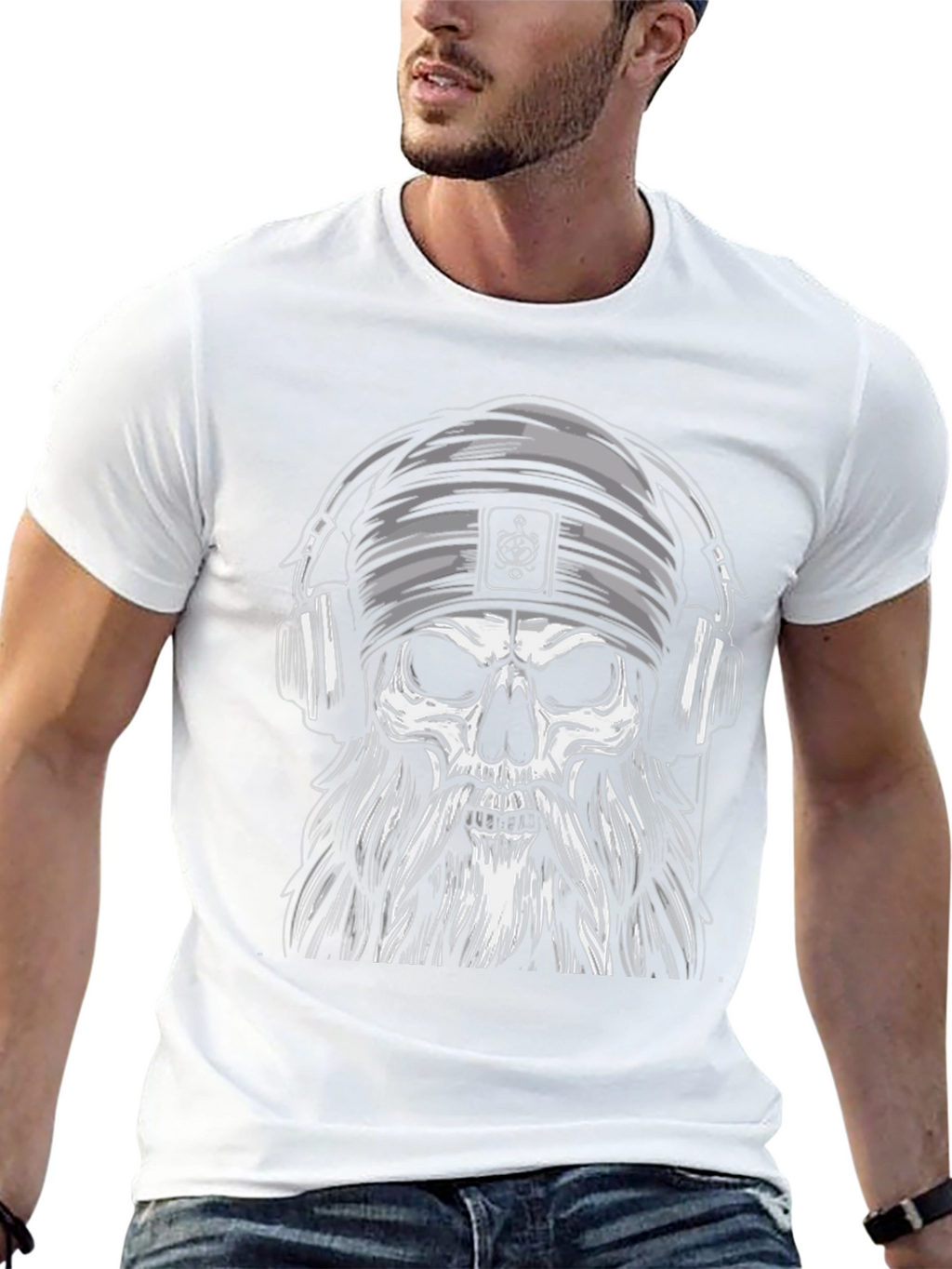 Skull with Headphones Graphic Tee