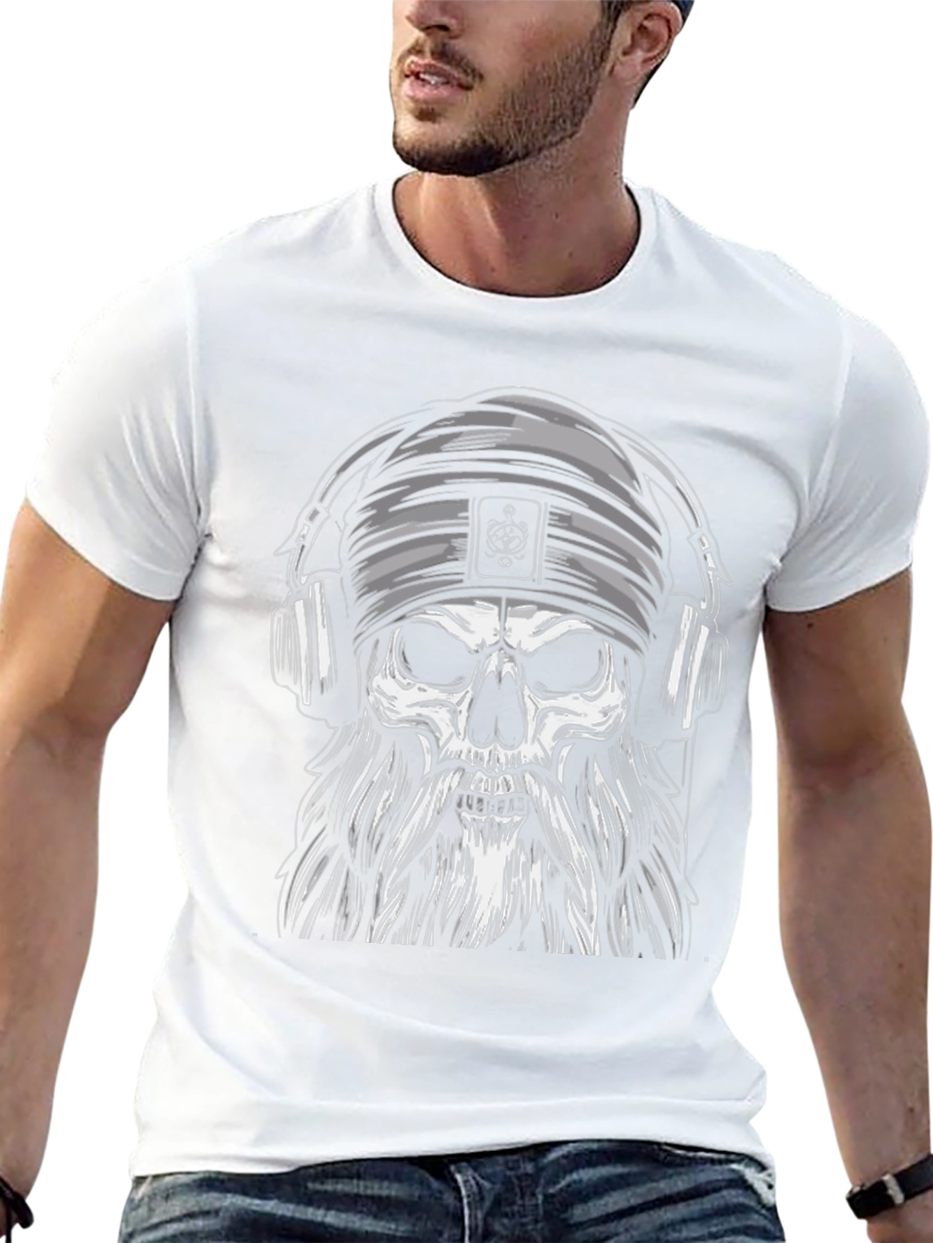 Skull with Headphones Graphic Tee