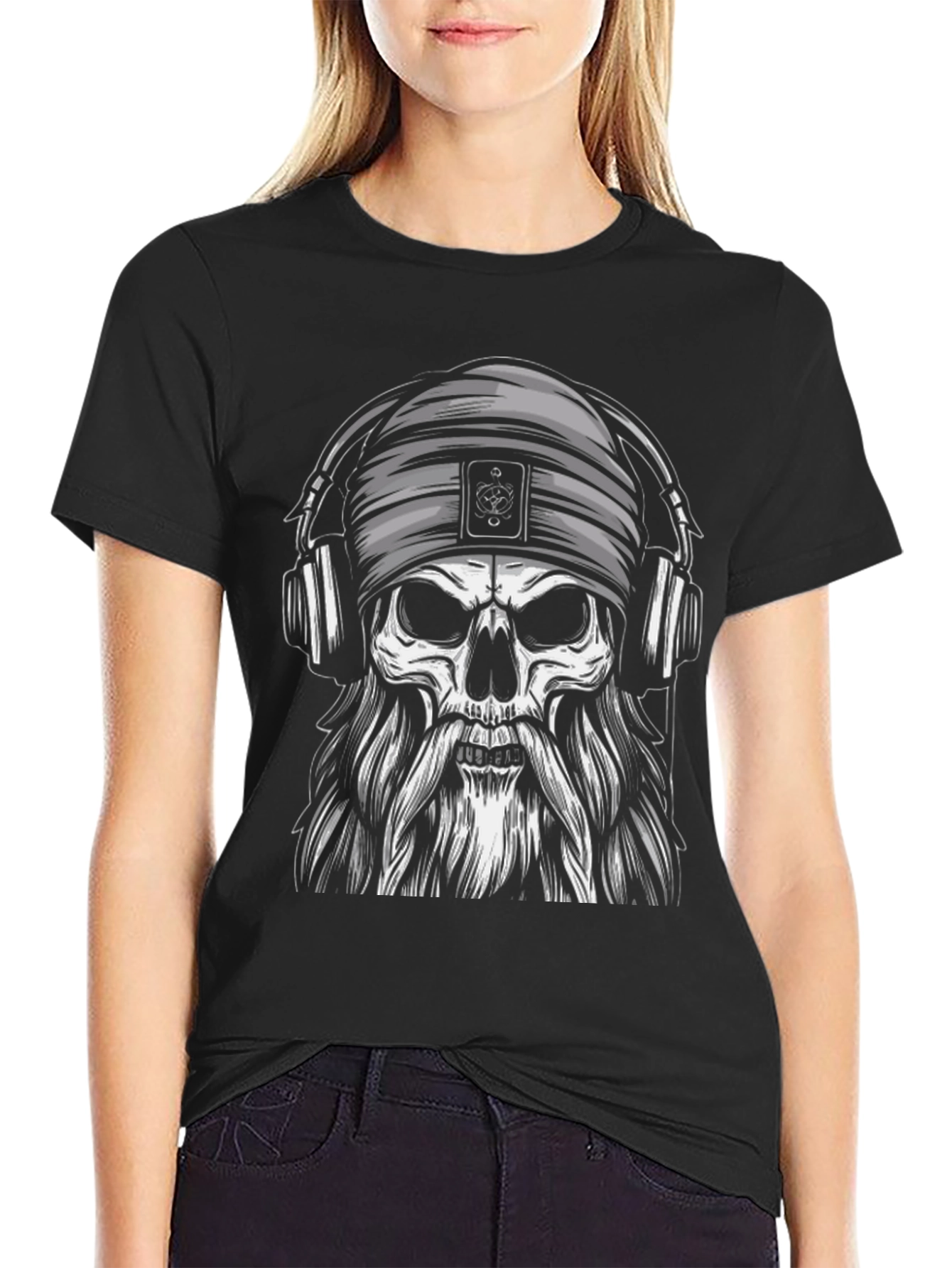 Skull with Headphones Graphic Tee