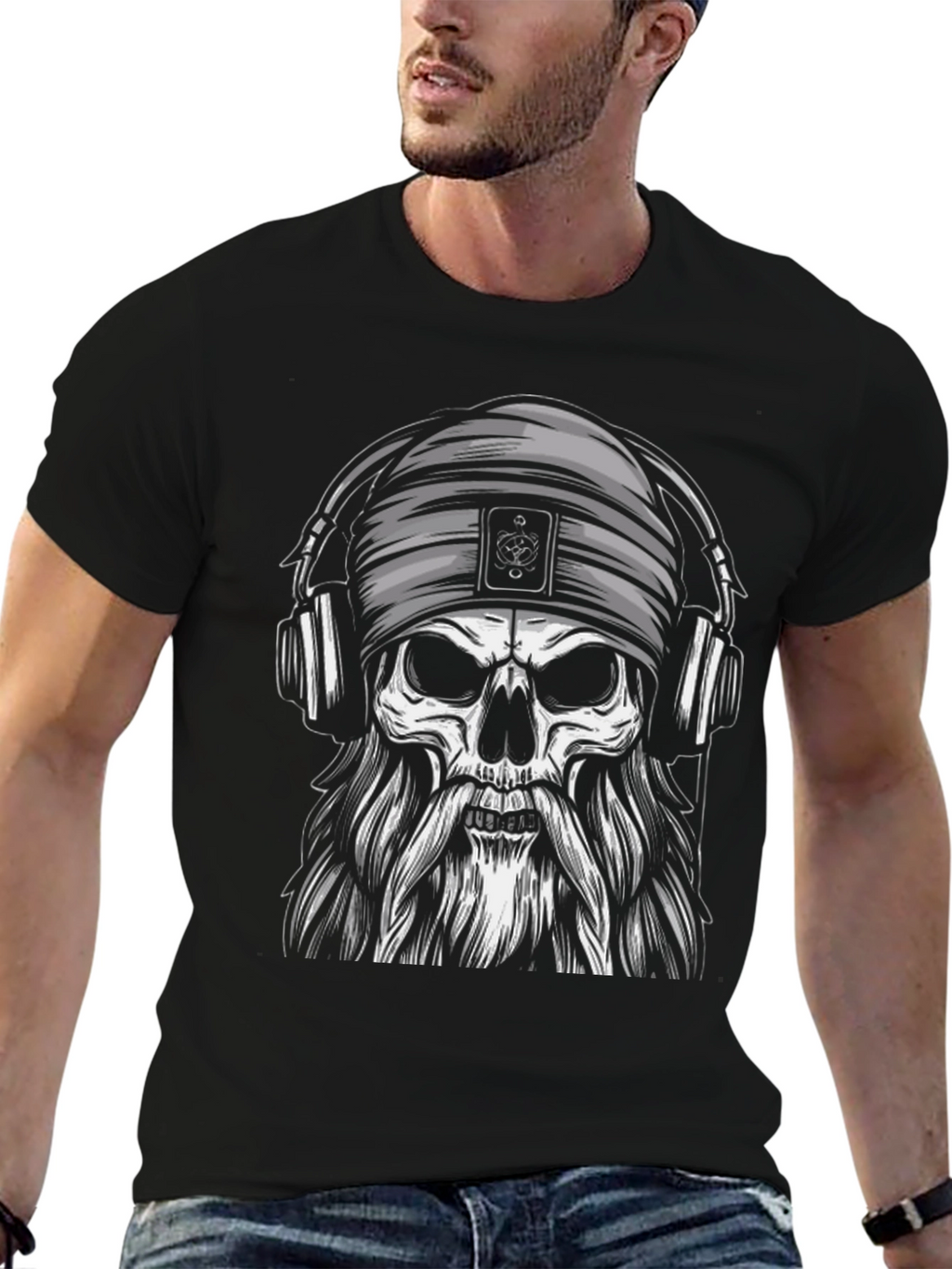 Skull with Headphones Graphic Tee