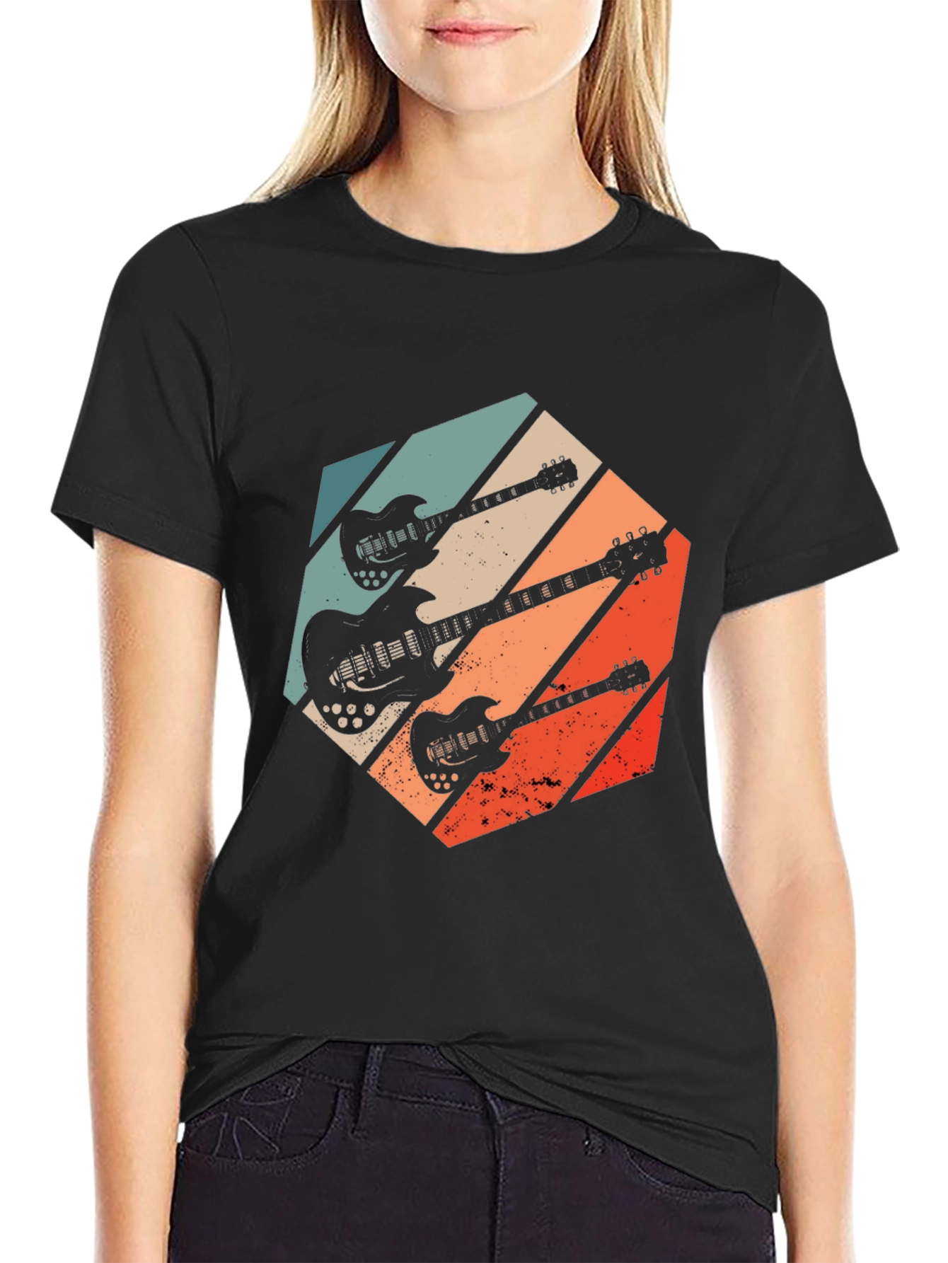 Retro Electric Guitar T-Shirt - Vintage Rock Style