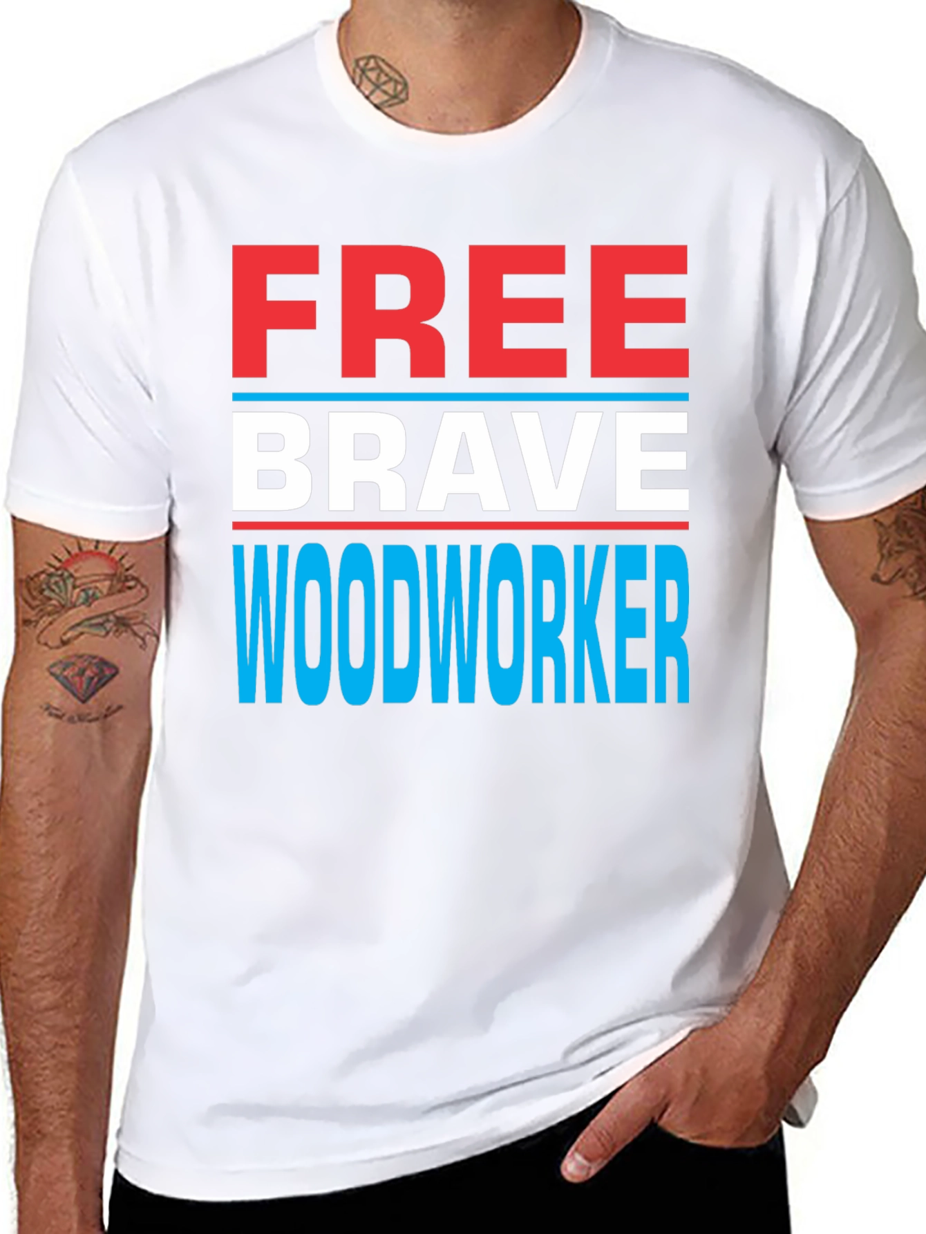 Free Brave Woodworker Graphic T-Shirt