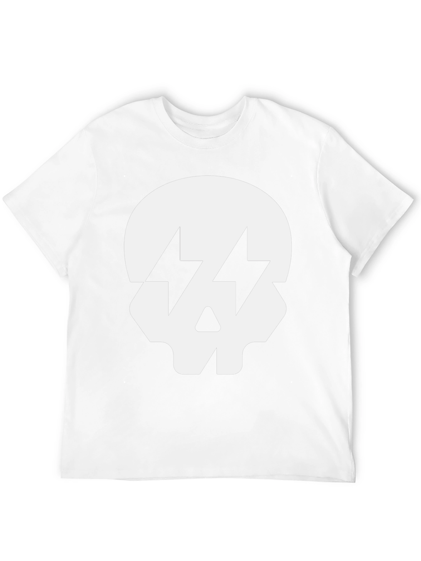 Skull with Lightning Bolt Eyes Black T-Shirt