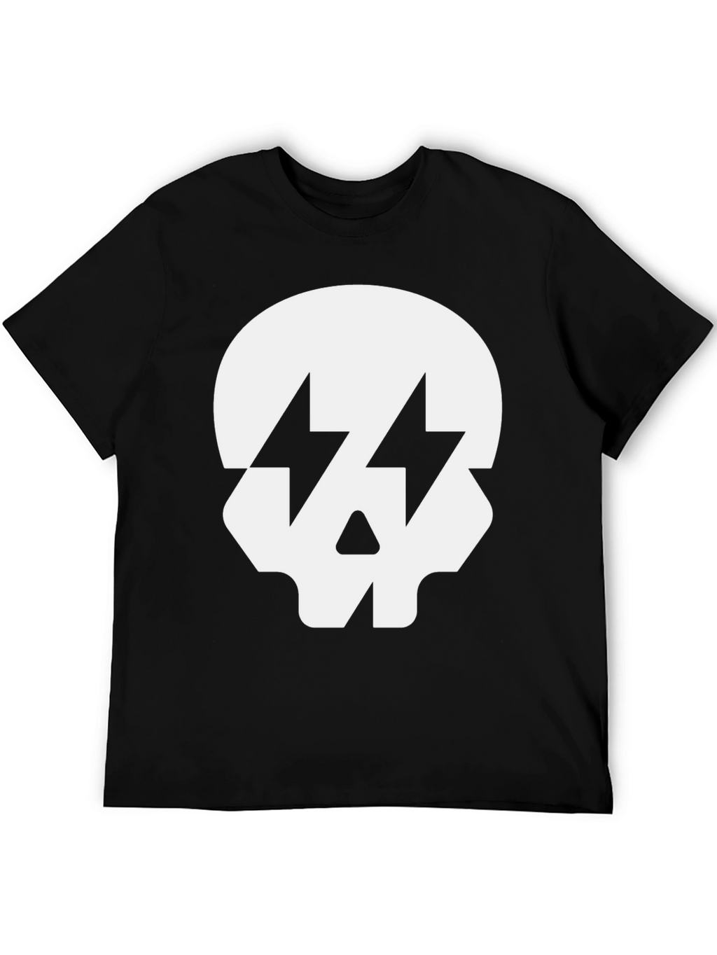 Skull with Lightning Bolt Eyes Black T-Shirt