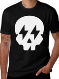 Skull with Lightning Bolt Eyes Black T-Shirt