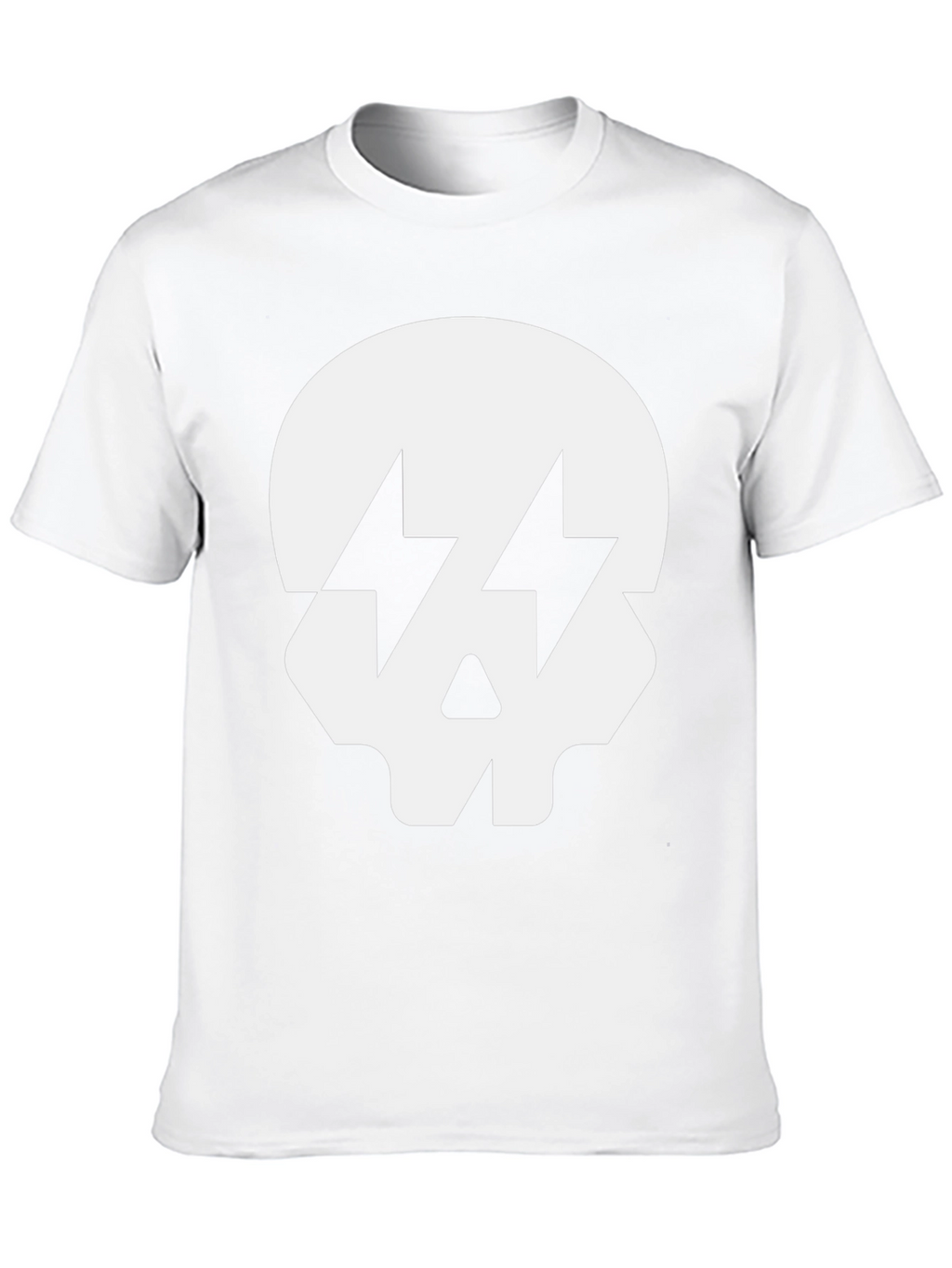 Skull with Lightning Bolt Eyes Black T-Shirt