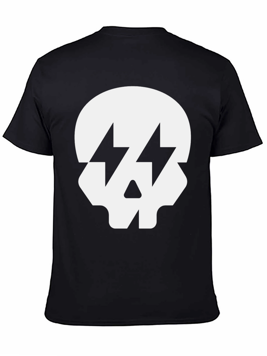Skull with Lightning Bolt Eyes Black T-Shirt