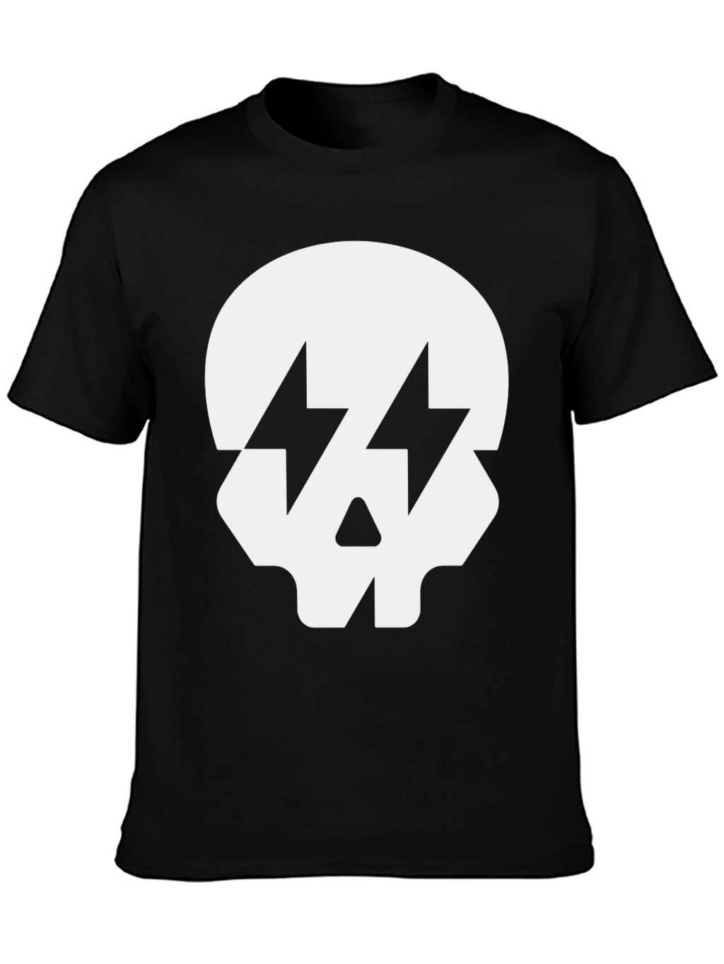 Skull with Lightning Bolt Eyes Black T-Shirt