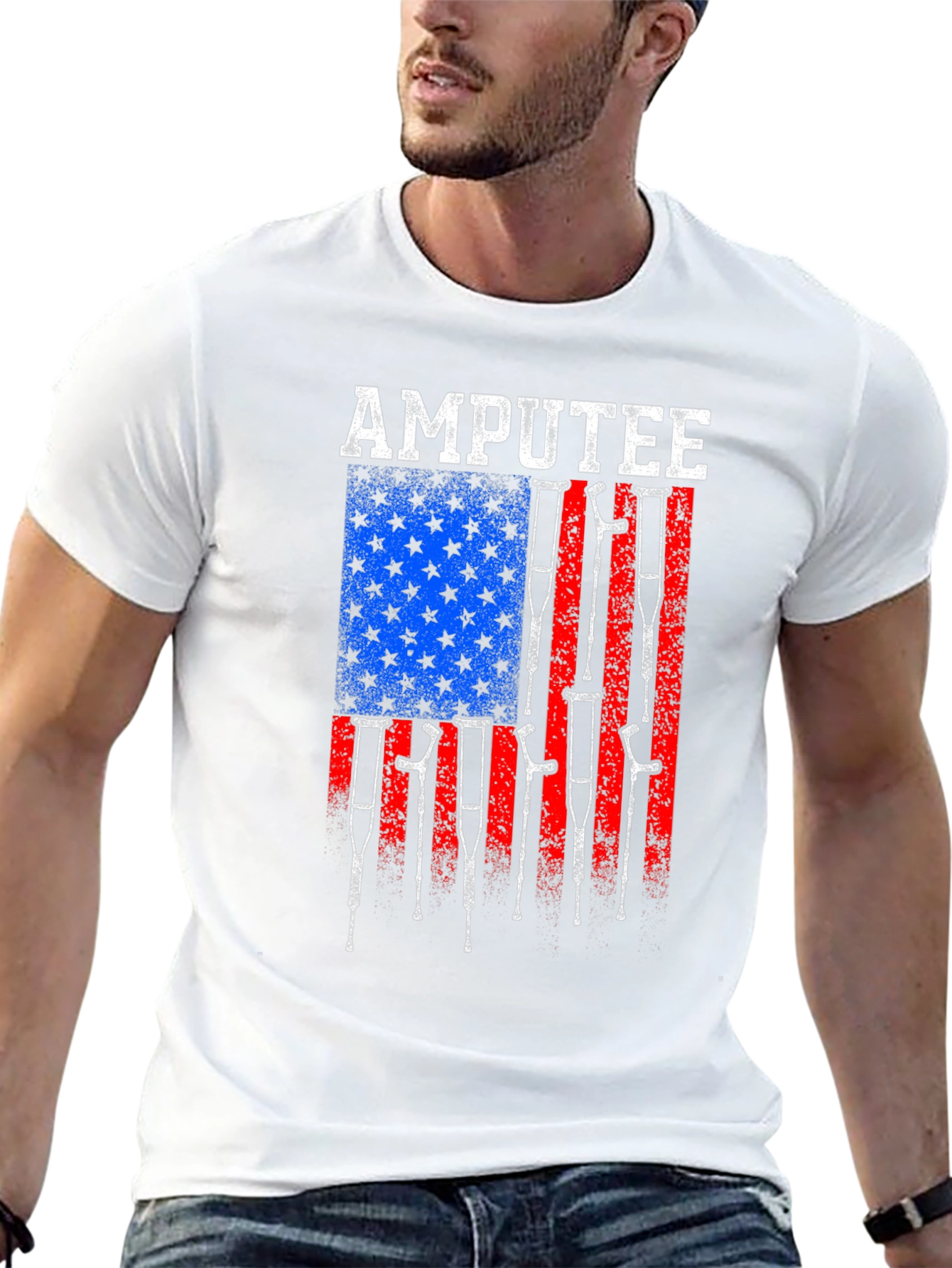 Amputee American Flag Graphic T-Shirt