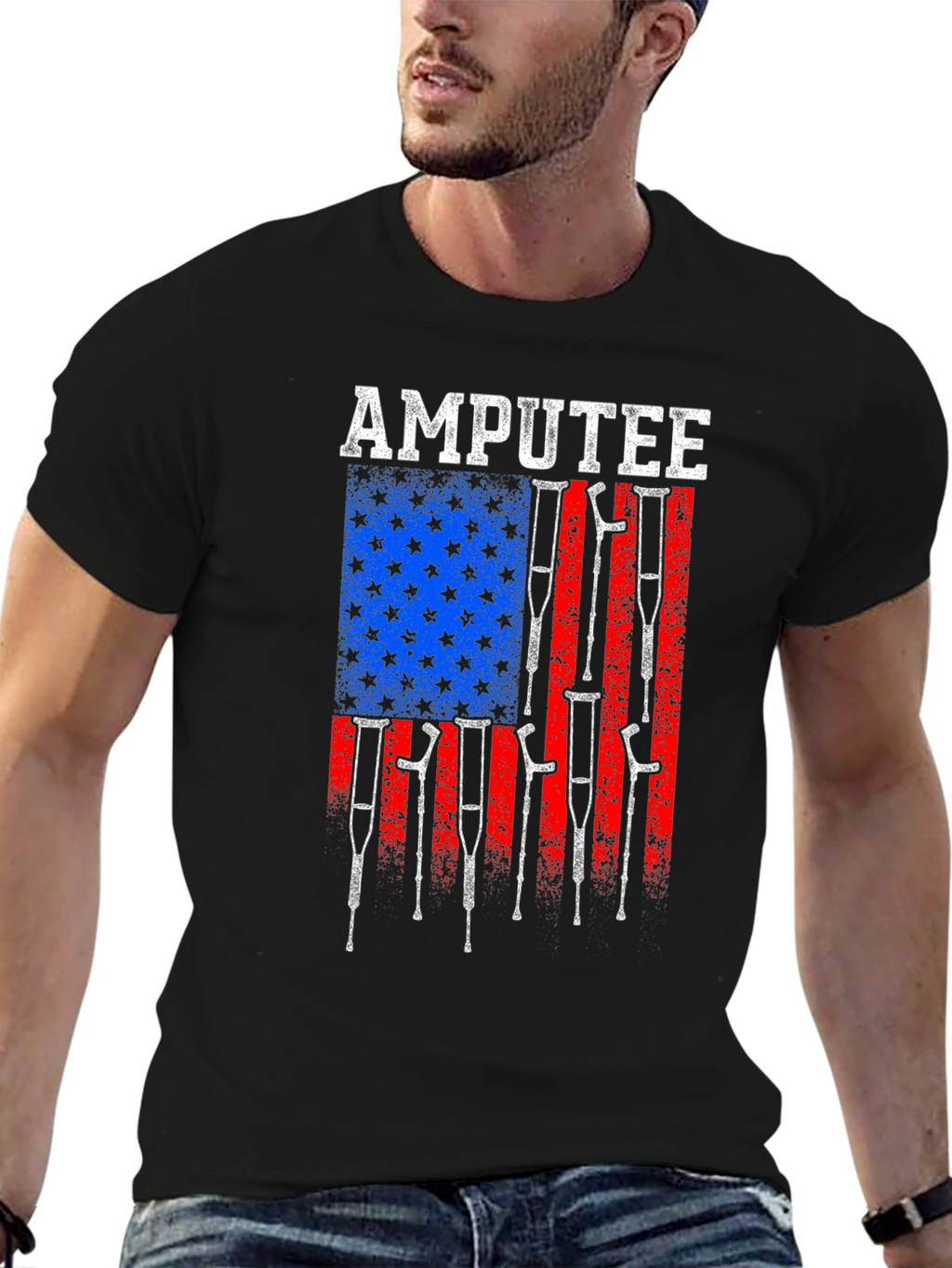Amputee American Flag Graphic T-Shirt