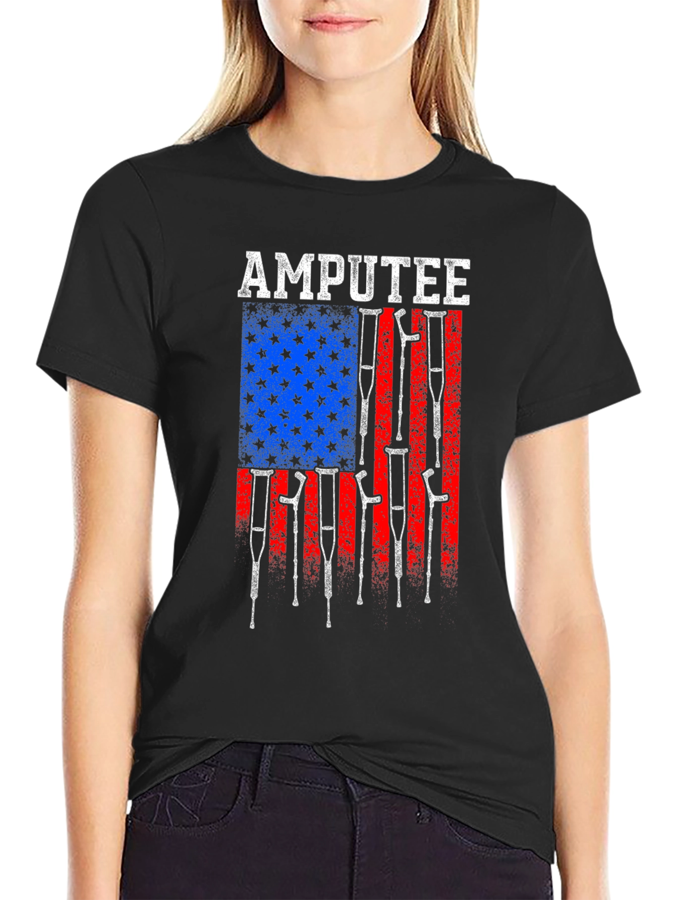 Amputee American Flag Graphic T-Shirt