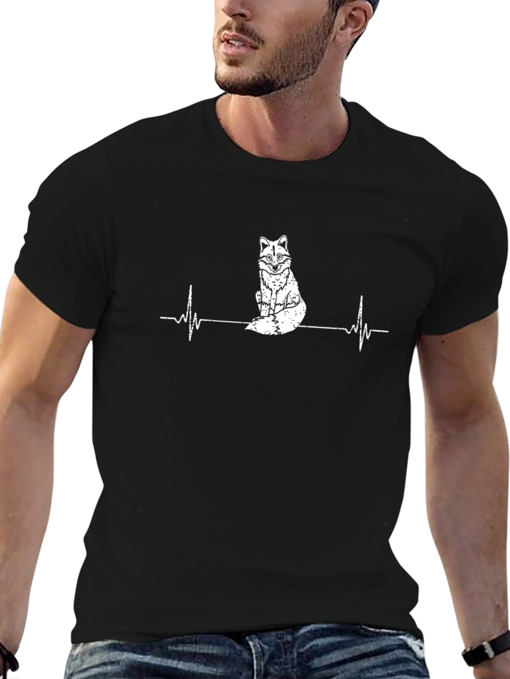Fox Heartbeat Graphic Tee - Novelty Animal Lover Shirt
