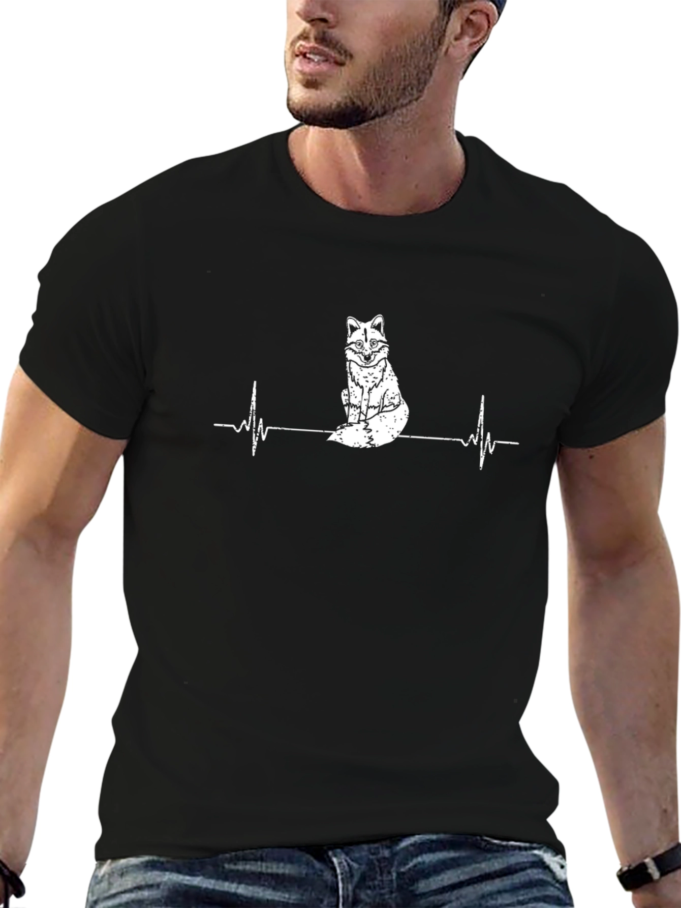 Fox Heartbeat Graphic Tee - Novelty Animal Lover Shirt