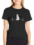 Fox Heartbeat Graphic Tee - Novelty Animal Lover Shirt