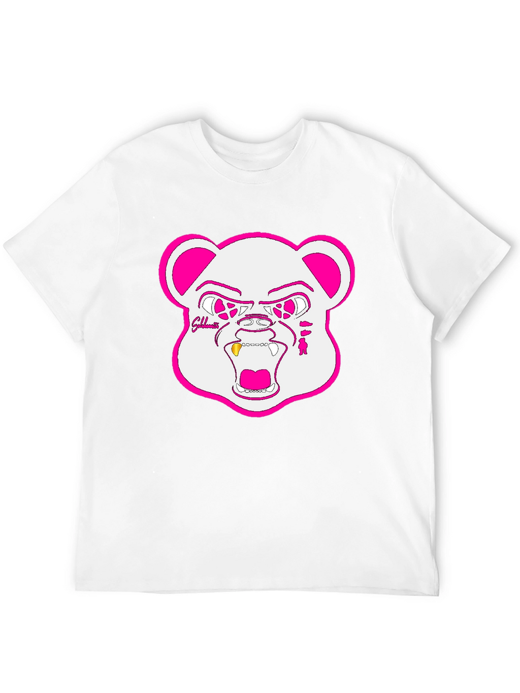Black T-Shirt with Goldteeth Bear Graphic