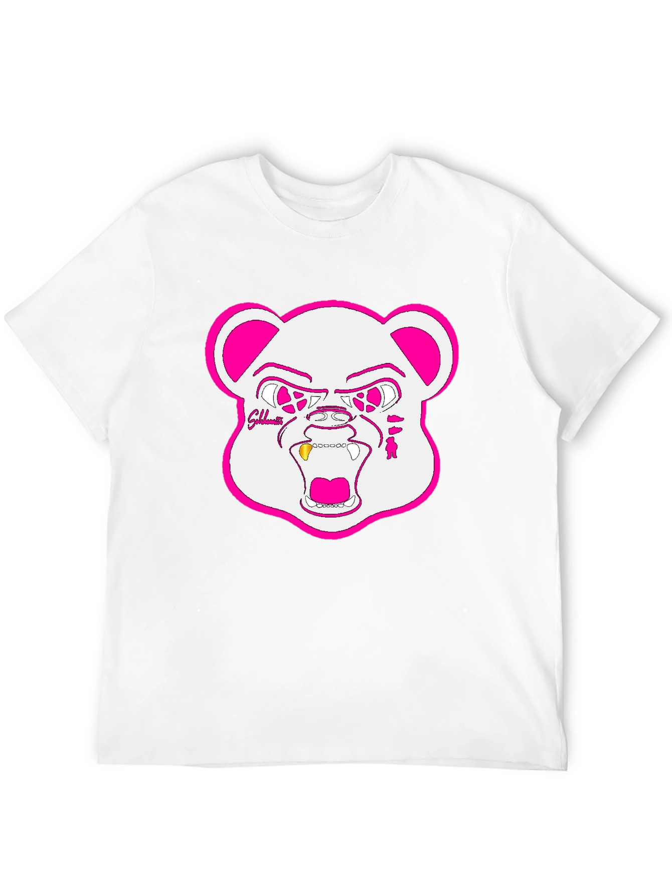 Black T-Shirt with Goldteeth Bear Graphic