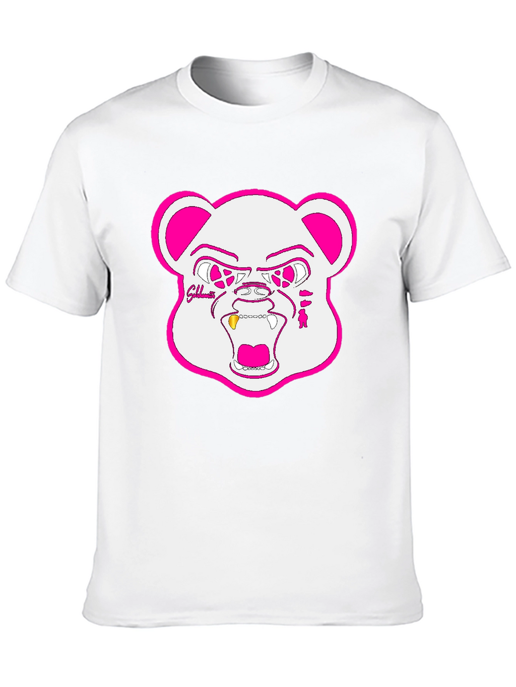 Black T-Shirt with Goldteeth Bear Graphic