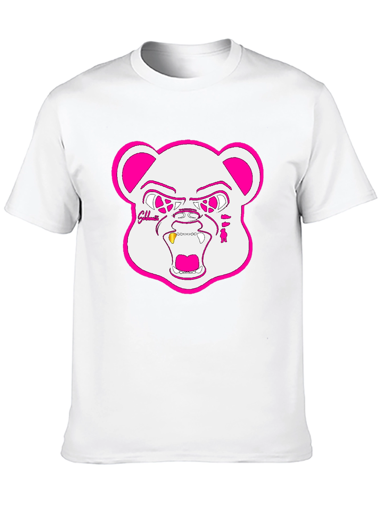 Black T-Shirt with Goldteeth Bear Graphic