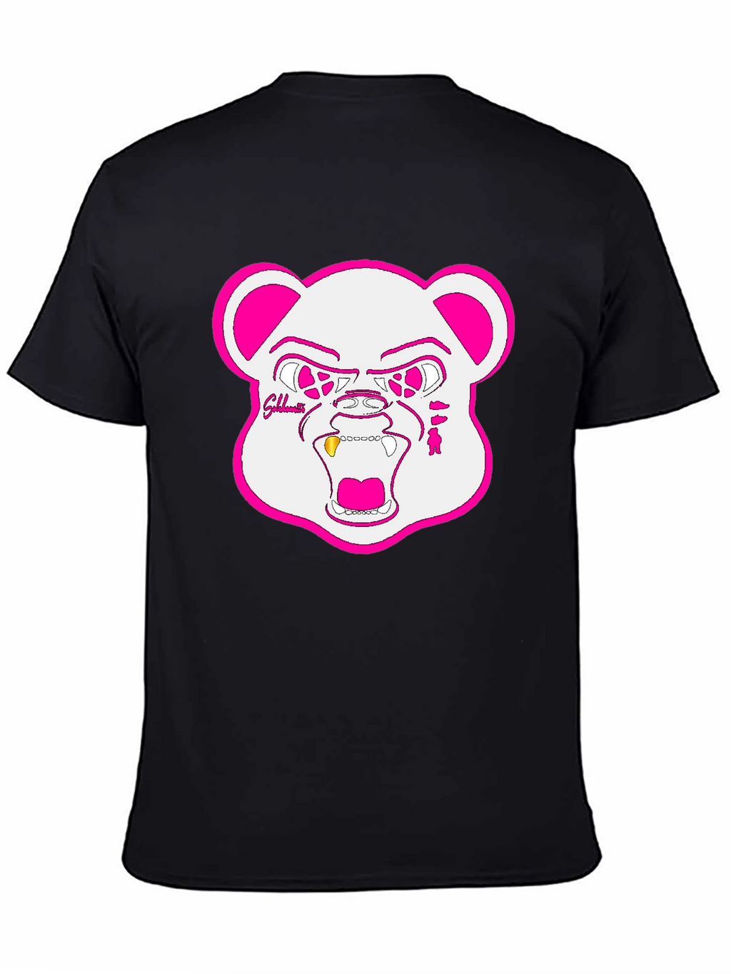 Black T-Shirt with Goldteeth Bear Graphic