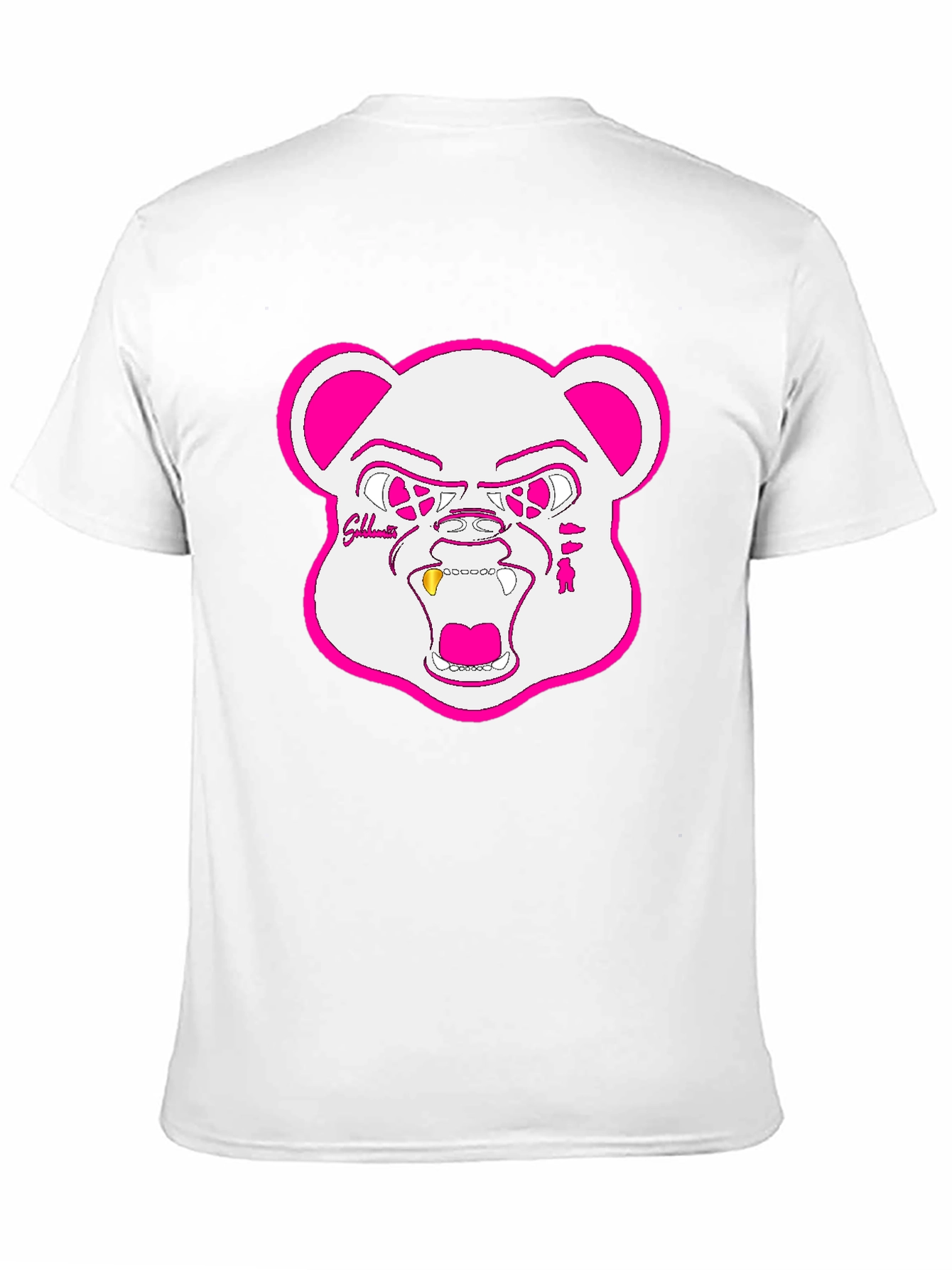 Black T-Shirt with Goldteeth Bear Graphic