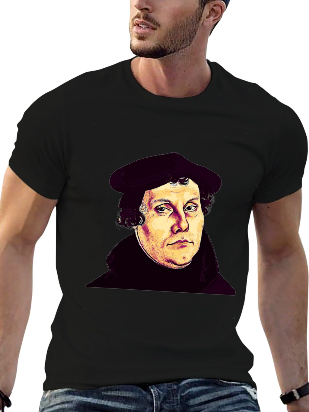 Martin Luther Portrait Black T-Shirt