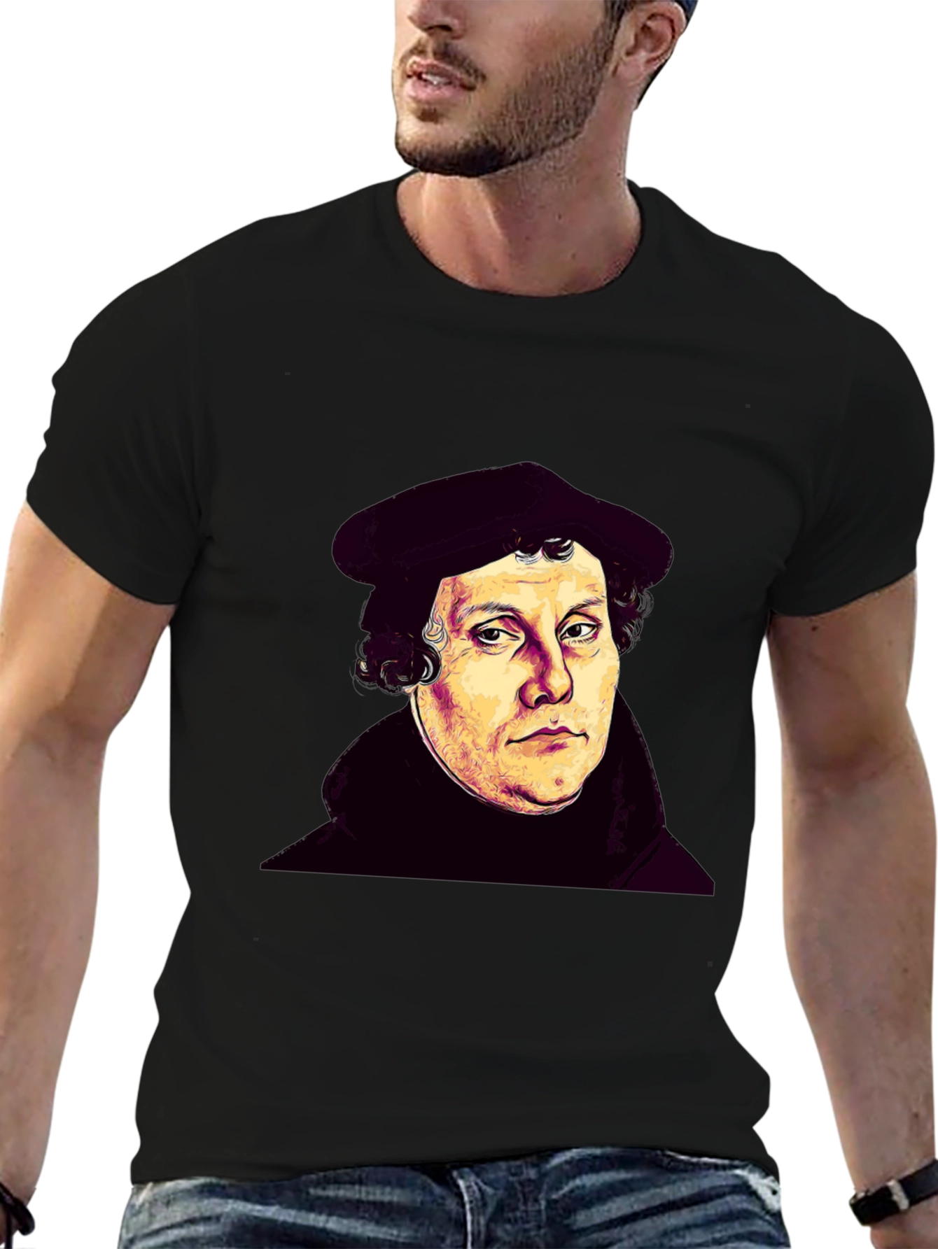 Martin Luther Portrait Black T-Shirt