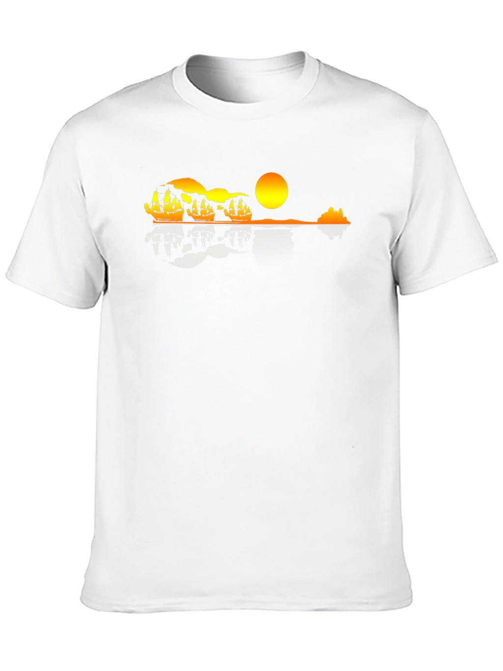Sunset Ship Graphic Tee - Black Cotton Comfort