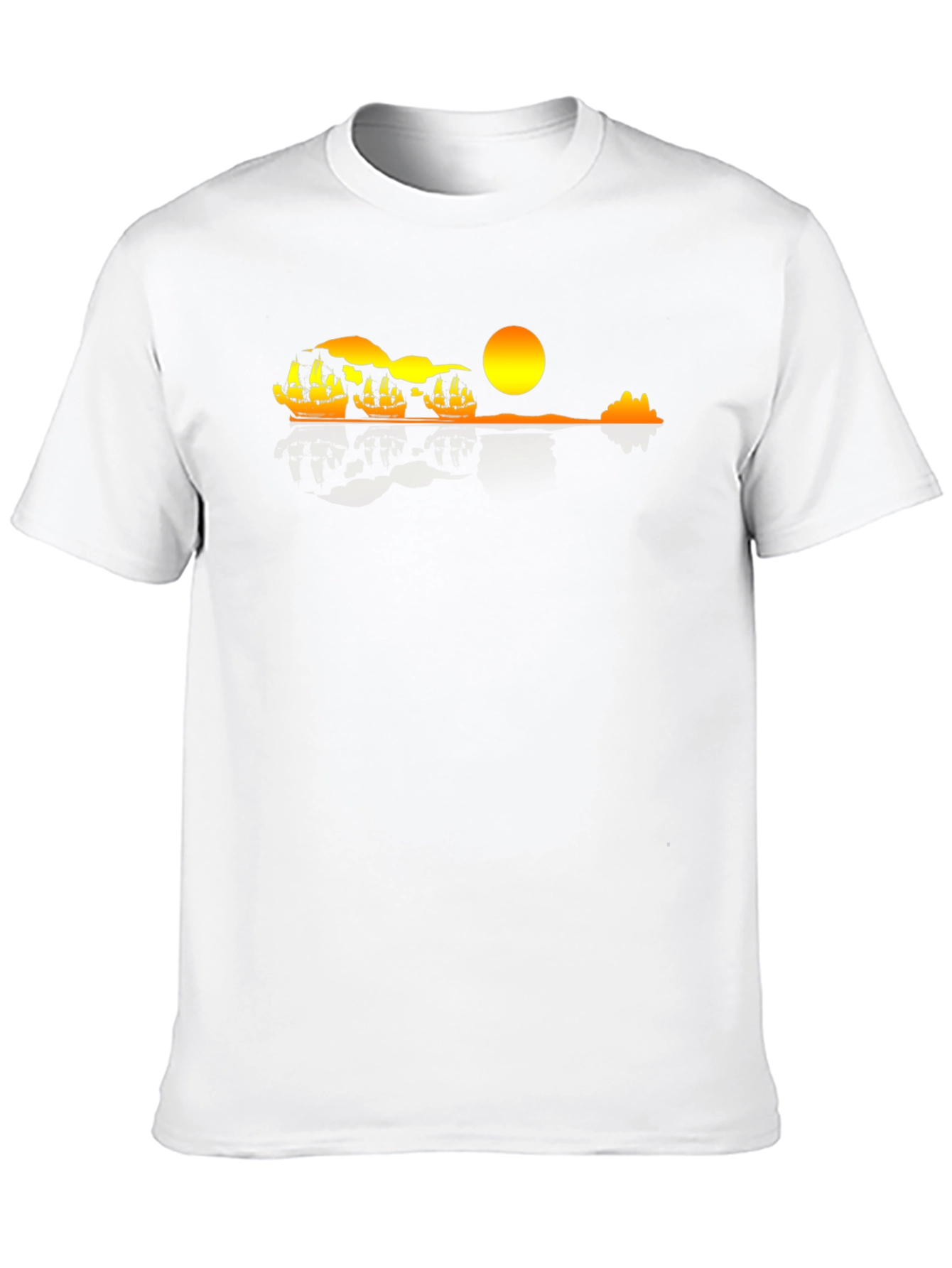 Sunset Ship Graphic Tee - Black Cotton Comfort