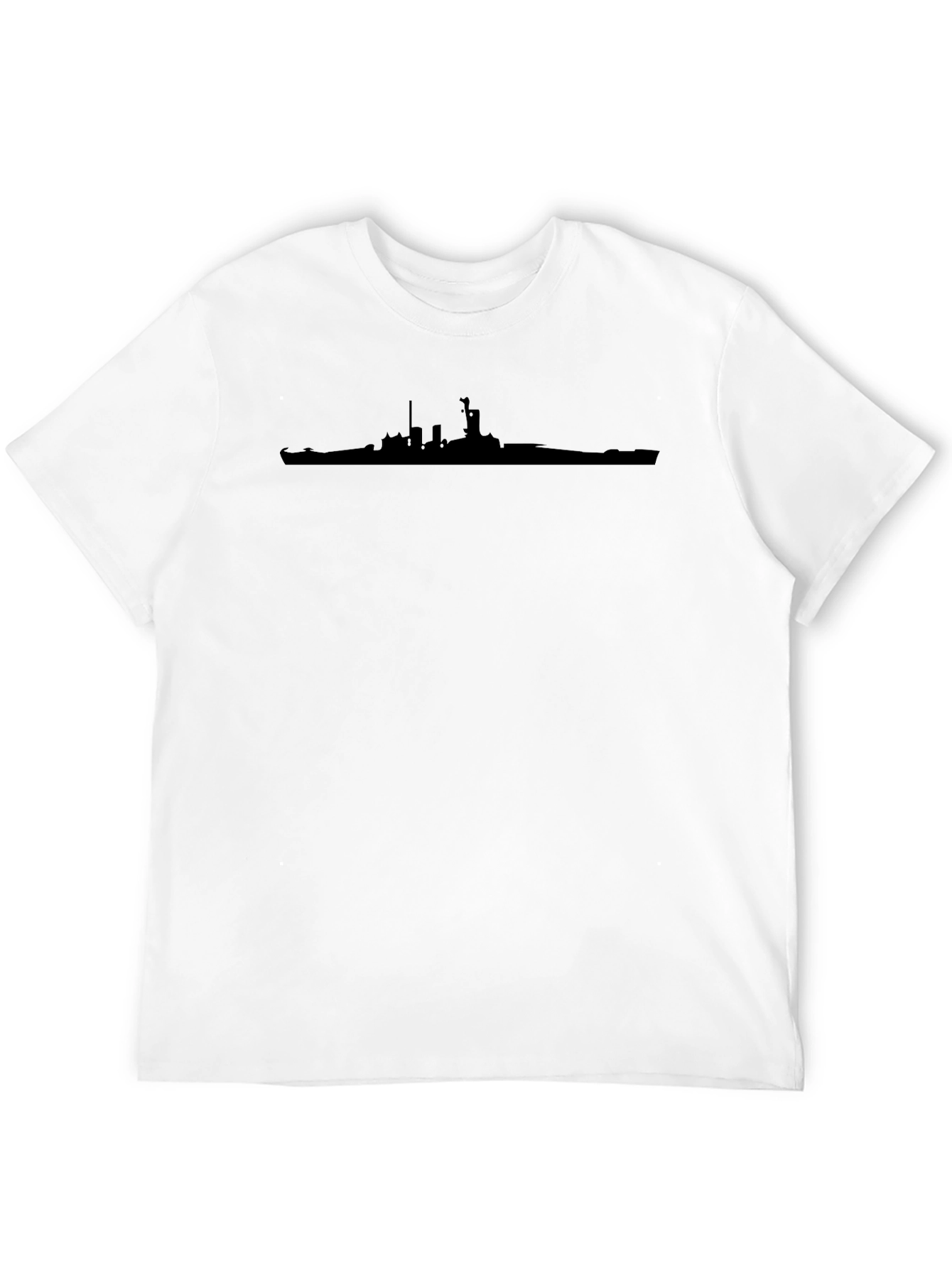 Battleship Silhouette Graphic Tee - Classic Black